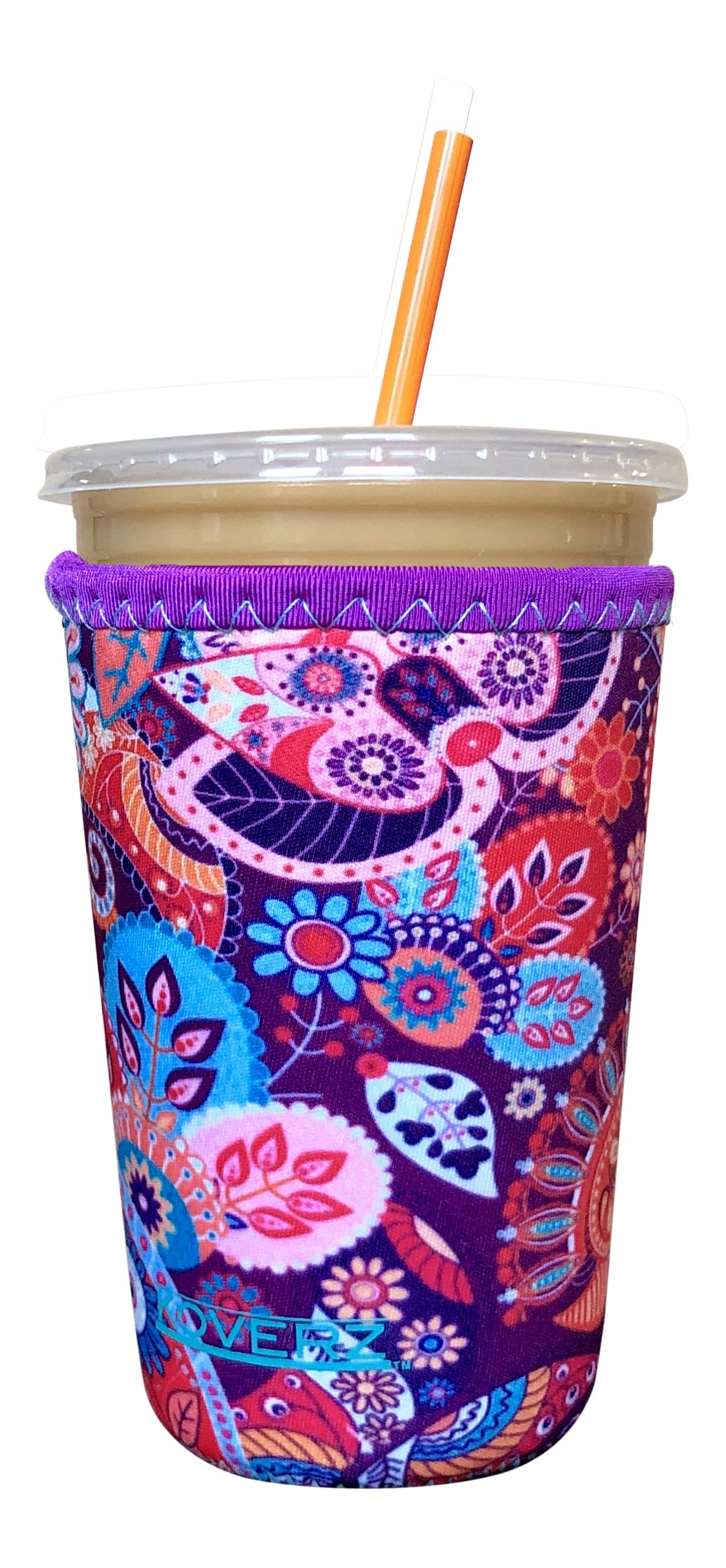 Iced Coffee Sleeve, Insulated Neoprene Cup Sleeve, Fits a 24 Oz. Coffee Cup, Washable and Reusable, Iced Coffee Accessories, Medium Paisley