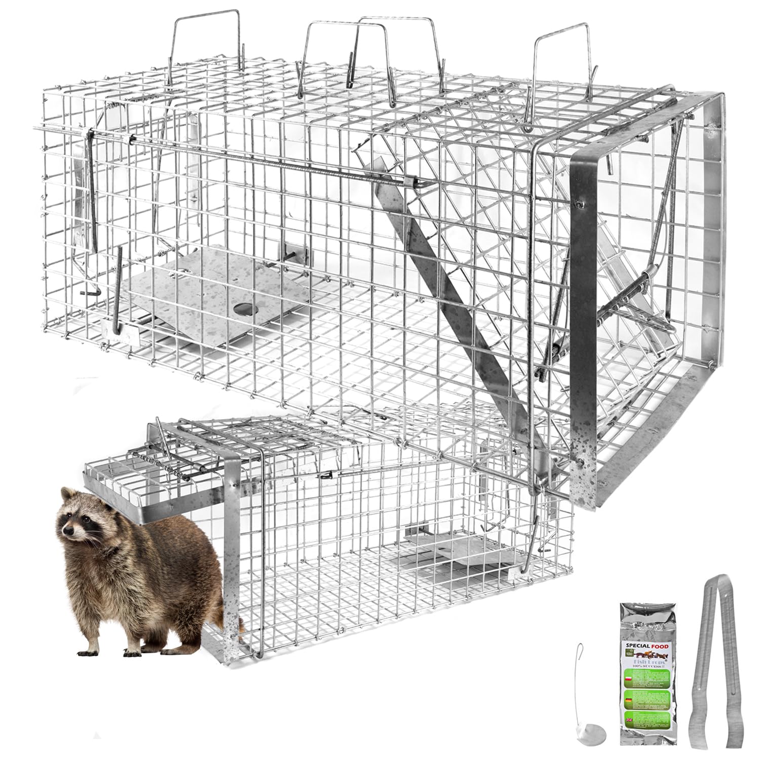 Petigi Animales Humane Trampa Jaula Captura Gato Zorro Castor Mapache 80 x 34 x 34 cm