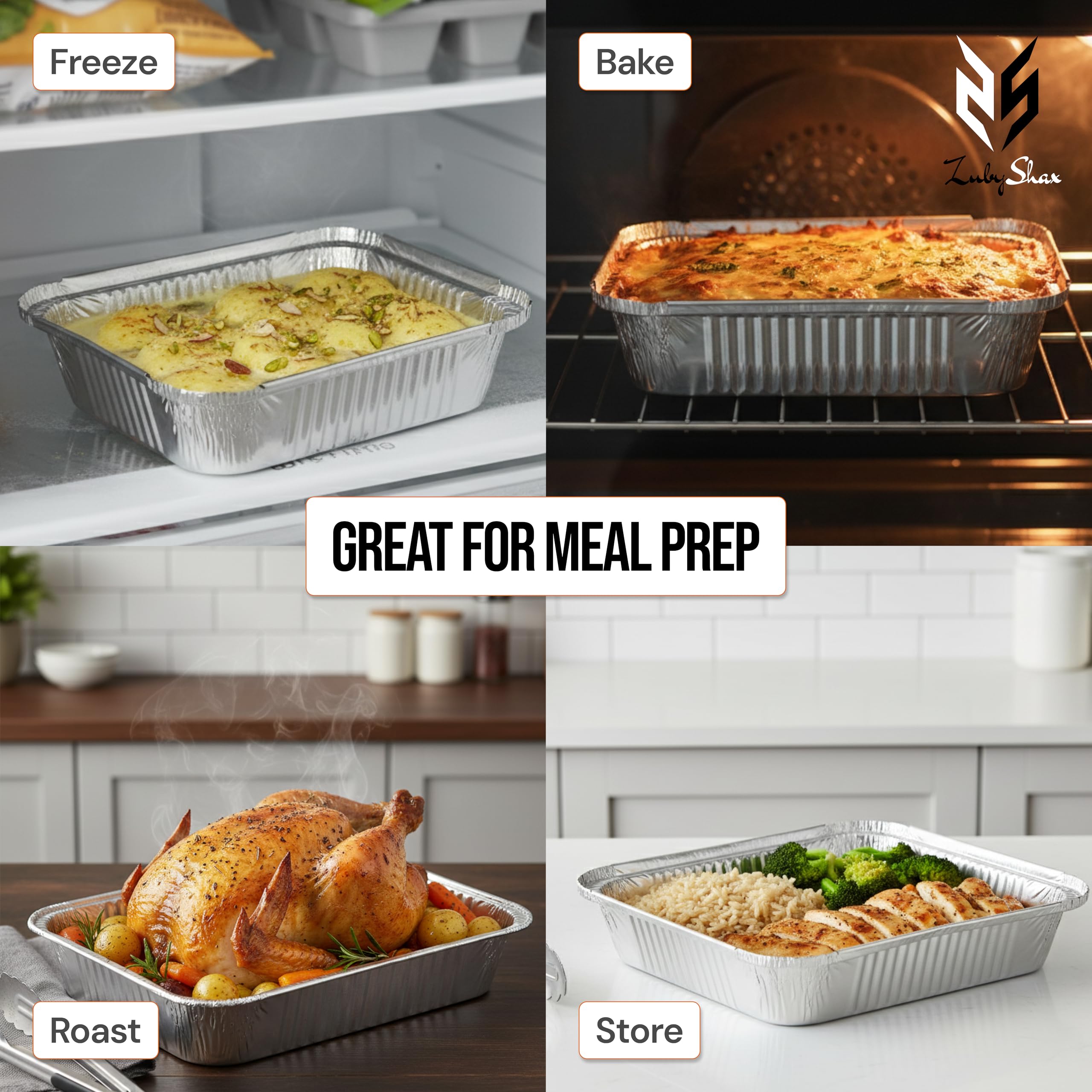 MUAMAX Lot De 10 Grands Plateaux Jetables En Aluminium Avec Couvercles