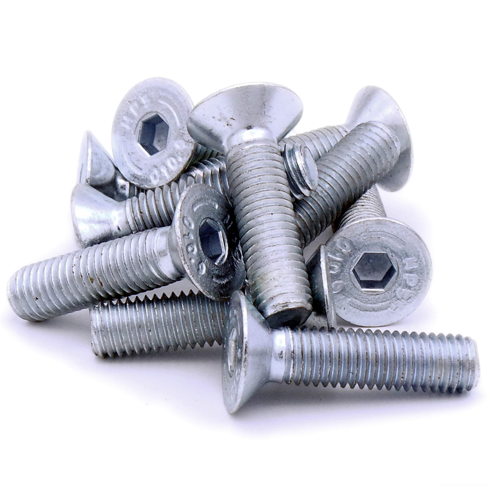Singularity Supplies Silver M6 (6Mm X 50Mm) Hex Socket Countersunk Machine Screw (Bolt) - Stainless Steel (A2) (Pack Of 20)