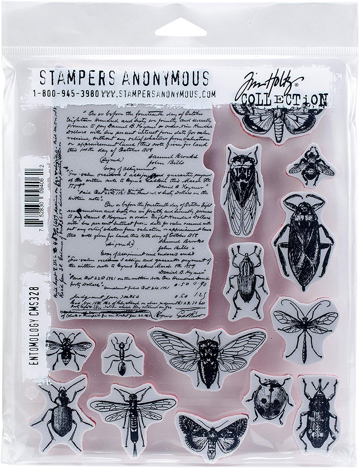 Tim Holtz Entomology – Stampers Anonymous Haftstempel und Sizzix Framelits Stanzschablonen-Set – 2-teiliges Set
