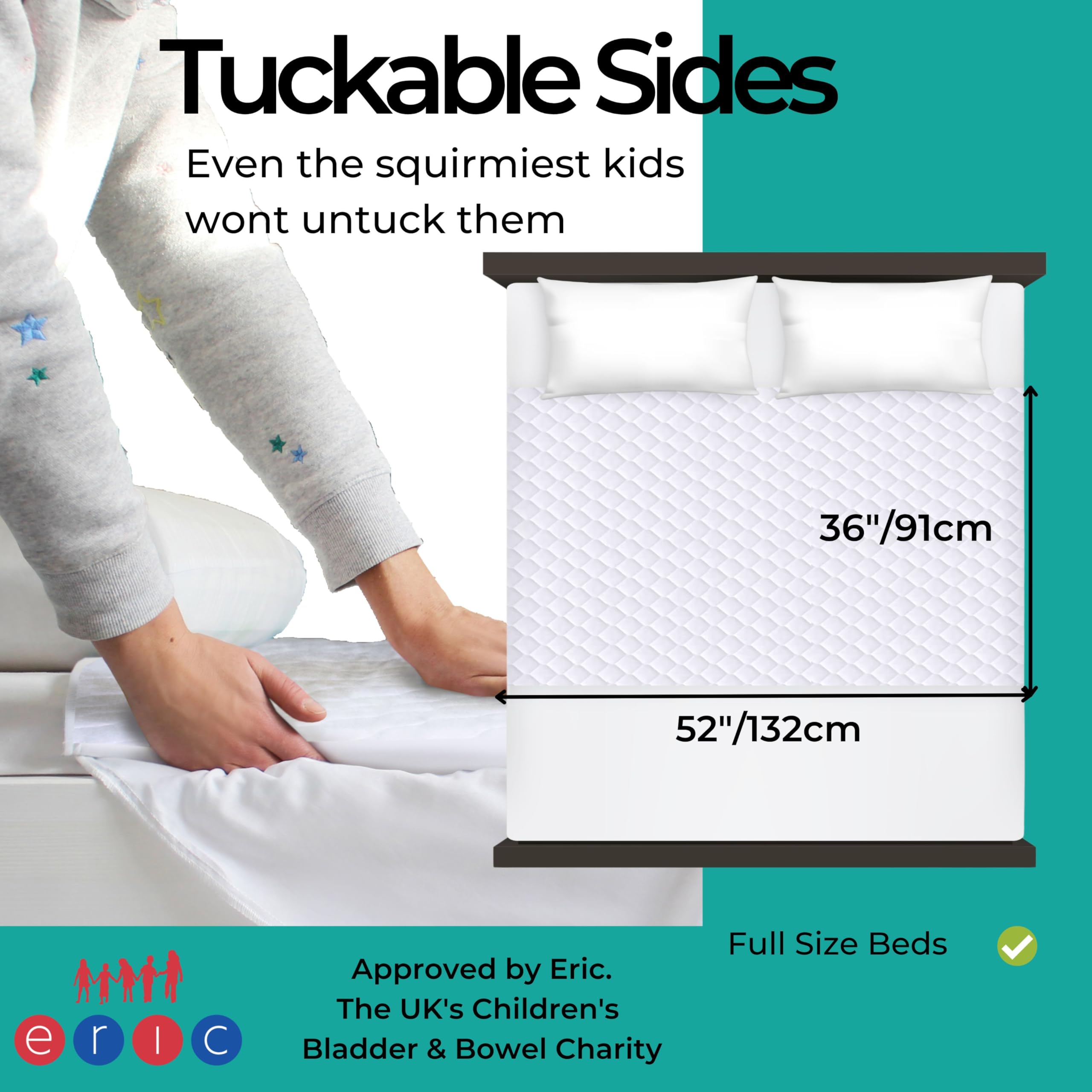 Hygge Sheets® Tapis d'urine pour enfants et tout-petits – 100 % imperméable et antidérapant – Lavable, réutilisable, protège-matelas et drap – Blanc