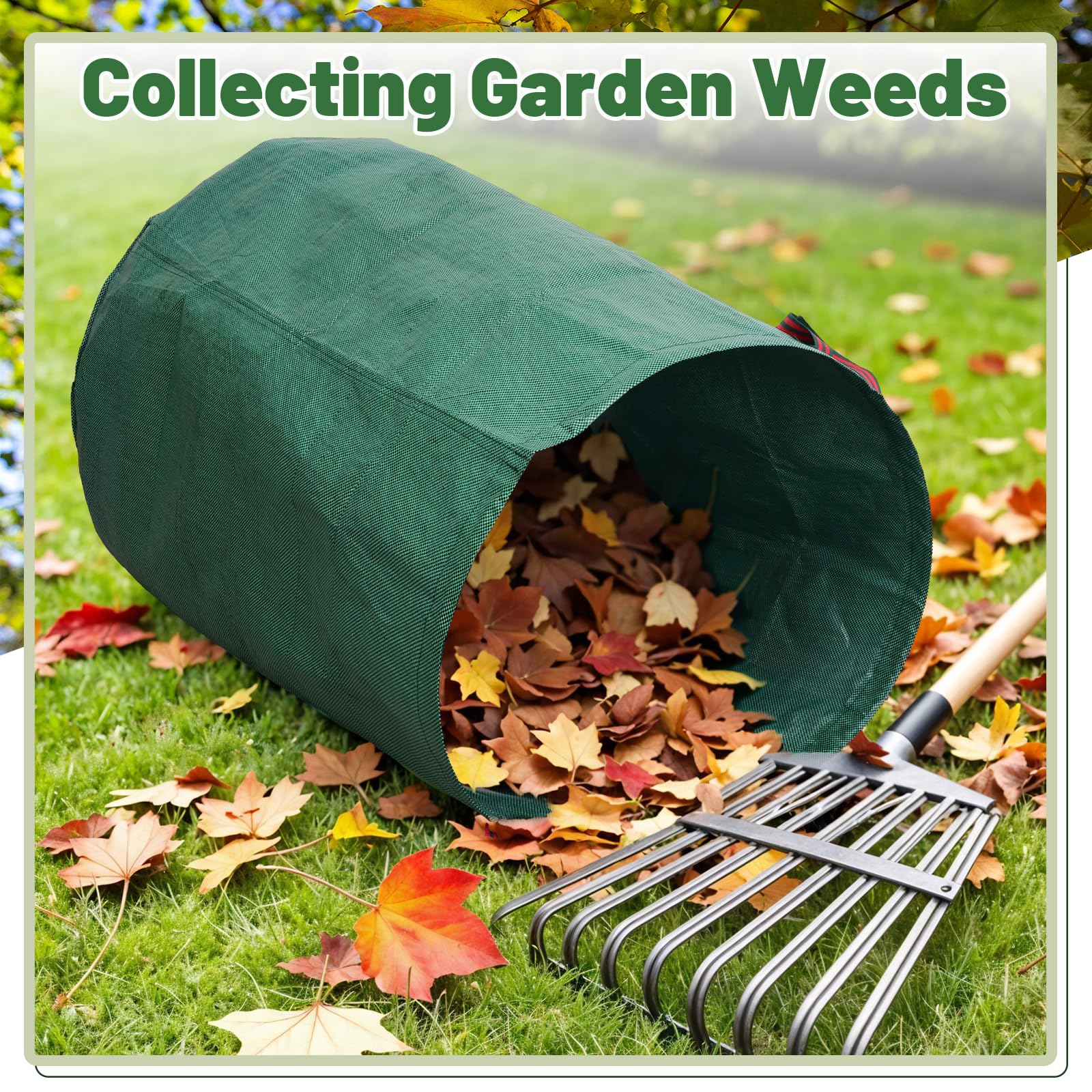 2 Pack 500L Large Garden Bag with Handles, Heavy Duty Garden Waste Bags,Reusable Green Sacks for Collecting Grass, Leaves Debris — view 7