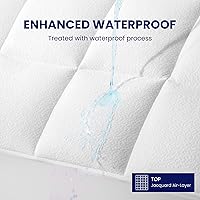 Vista 2 de Protector de colchón 100% impermeable tamaño Queen, protector de colchón acolchado Tela de aire jacquard suave transpirable Funda de colchón