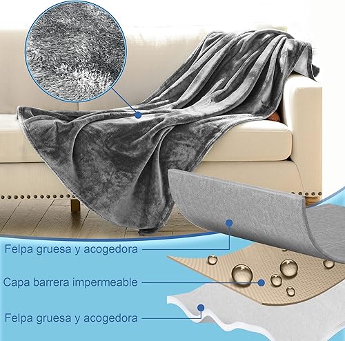 Miniatura 4 de Manta de franela impermeable para la intimidad de la cama, manta tamaño Queen para momentos de amor y placer para adultos (80 x 90 pulgadas, gris)