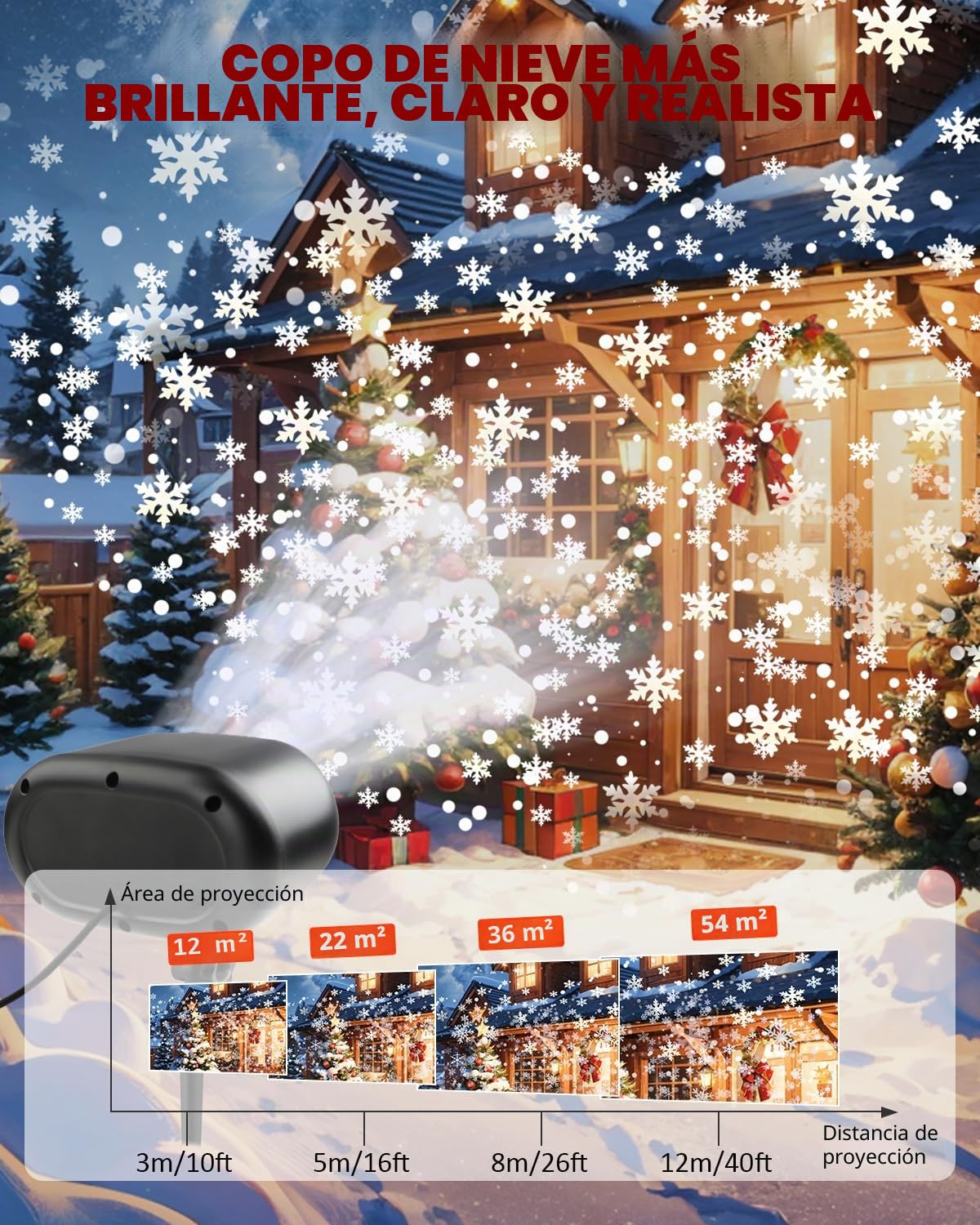 Proyector de Navidad para exteriores con mando a distancia, proyector dinámico ajustable de luz de nieve, IP65 resistente al agua, lámpara de proyección LED
