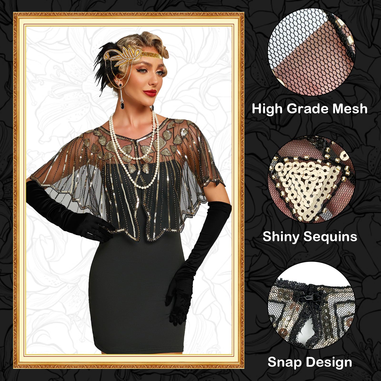 GOTRUST 7PCS 1920s Accessories Set for Women Flapper Great Gatsby Costume - Image 3