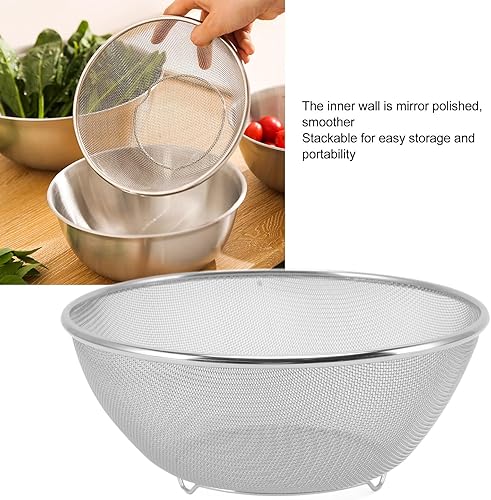 Miniatura 3 de Colador de pasta, colador de arroz de acero inoxidable 304 para uso doméstico con 0.079 in, para lavar verduras, frutas y arroz y para escurrir