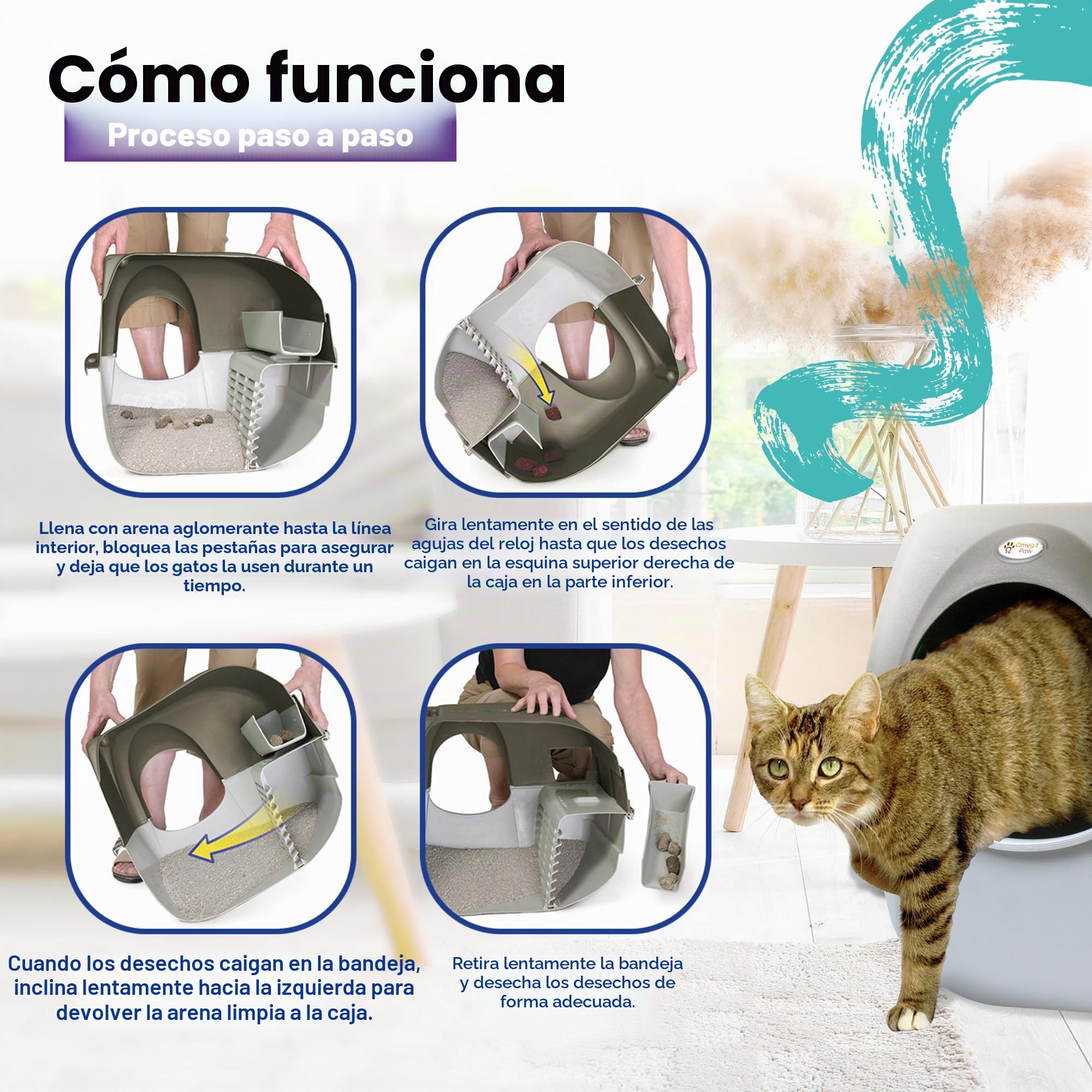 Omega Paw NRA15 - Caja de arena autolimpiable, tamaño regular, color gris