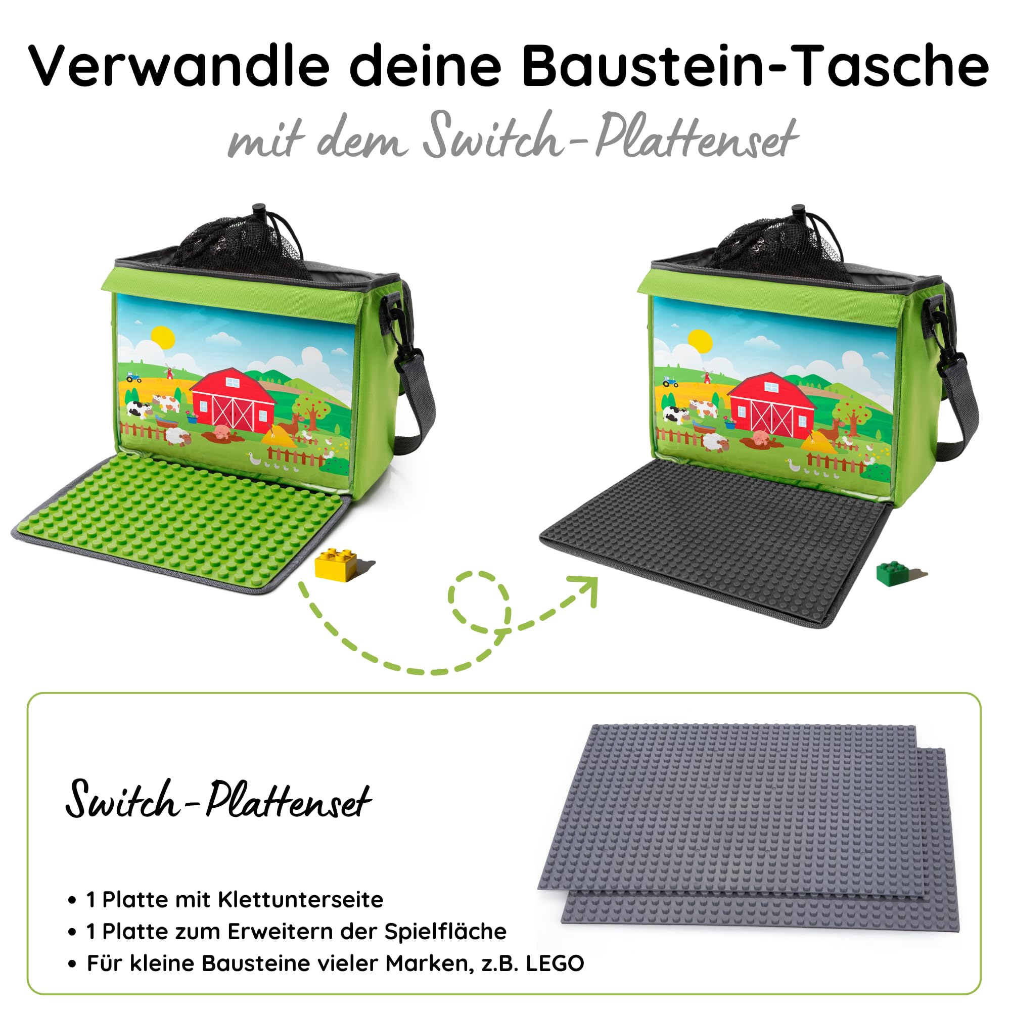 Set of 2 Building Plates for Small Clamping Blocks Grey 255 x 191 x 8 mm 32 x 24 Studs Not Stackable, Switch Set, M - kleine Steine - Image 2
