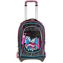 Seven Trolley Jack Zaino Scuola 3 Ruote, Multicolore – Trolley Scomponibile, Carrello Sganciabile, 3 Usi in 1 Uso Zaino con Spallacci a Scomparsa, Bambina Scuola Elementare, nero rosa
