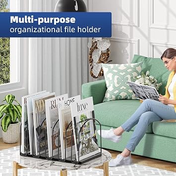 Simple Trending Desk File Sorter Organizer, 9 Section File Rack, Black