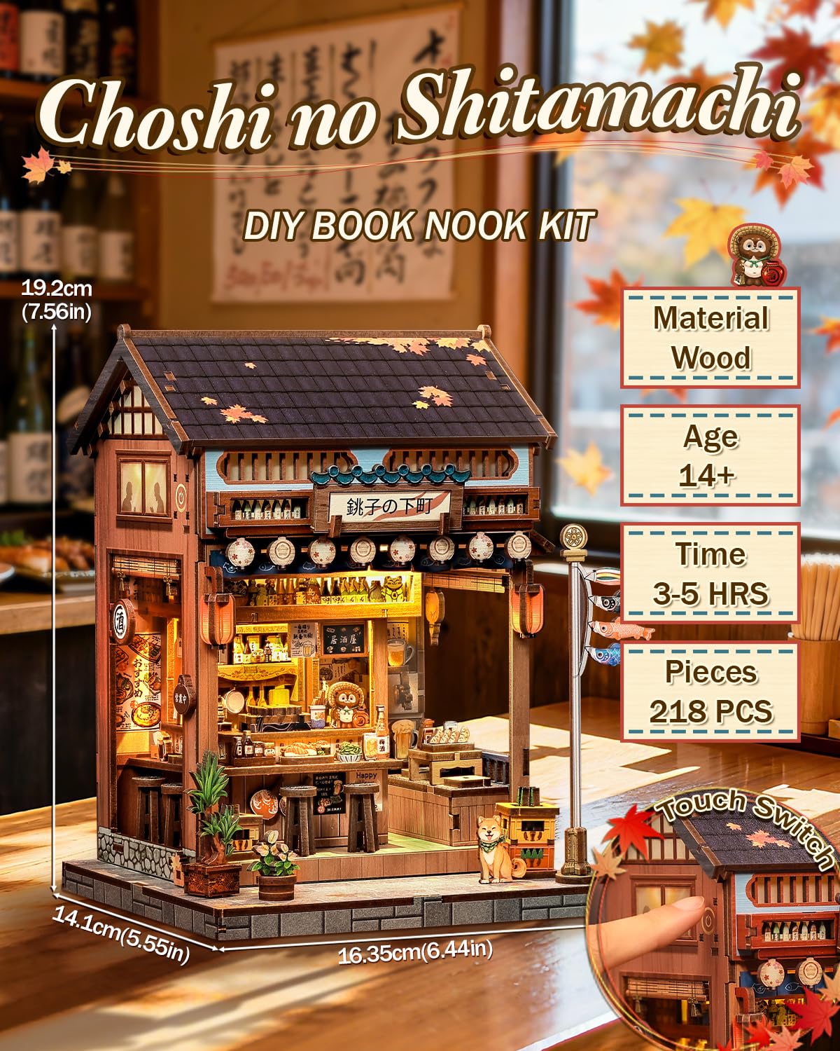 Endless Limit Book Nook Kit, 3D Puzzle Wooden Dollhouse with LED, Sakura Wine Alley, Bookshelf Decor - Image 2