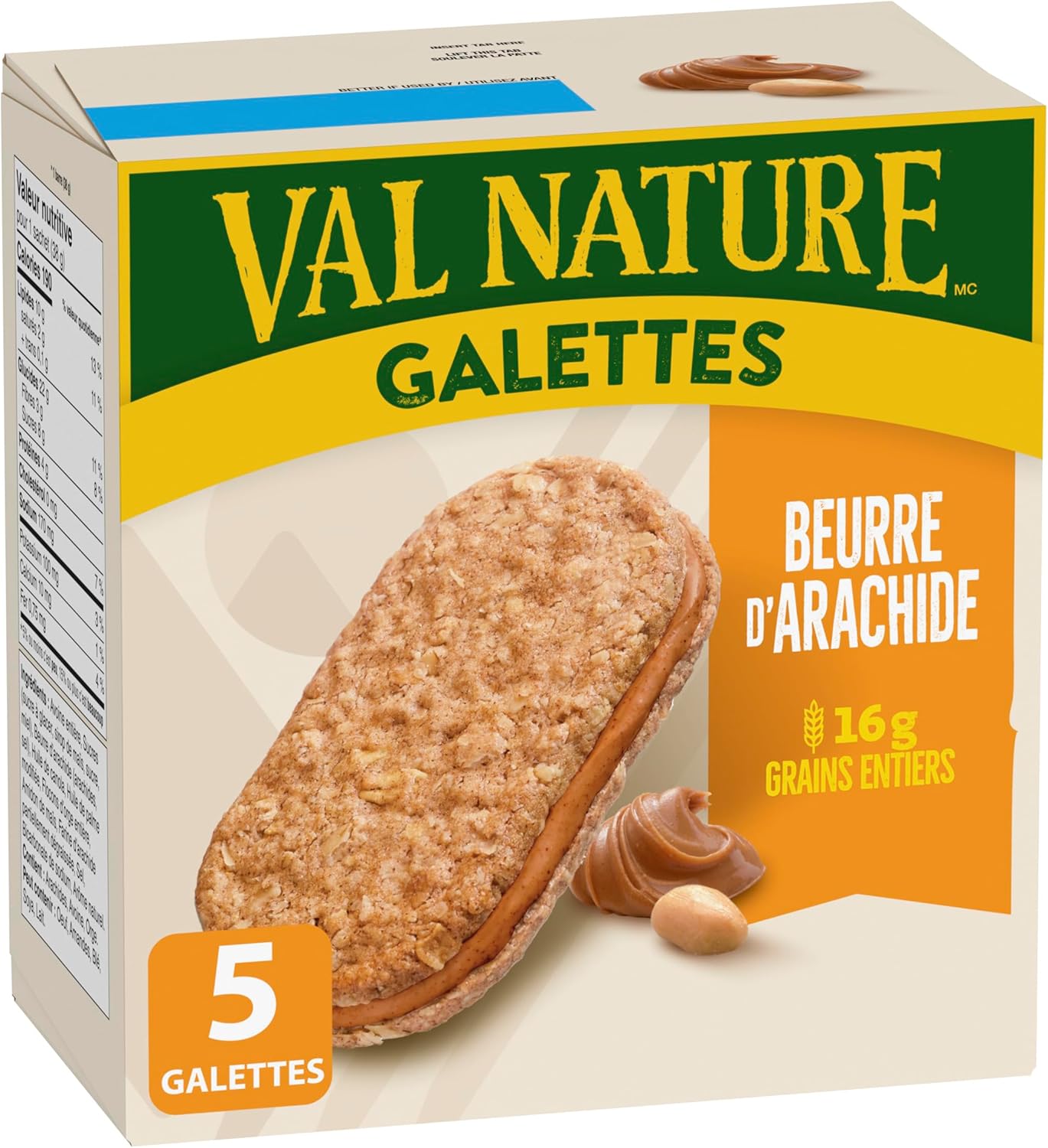 NATURE VALLEY Peanut Butter Biscuits, Snacks, Oat Biscuits with Peanut Butter Filling, No Artificial Colours, No Artificial Flavours, Pack of 5 Biscuits - Image 4