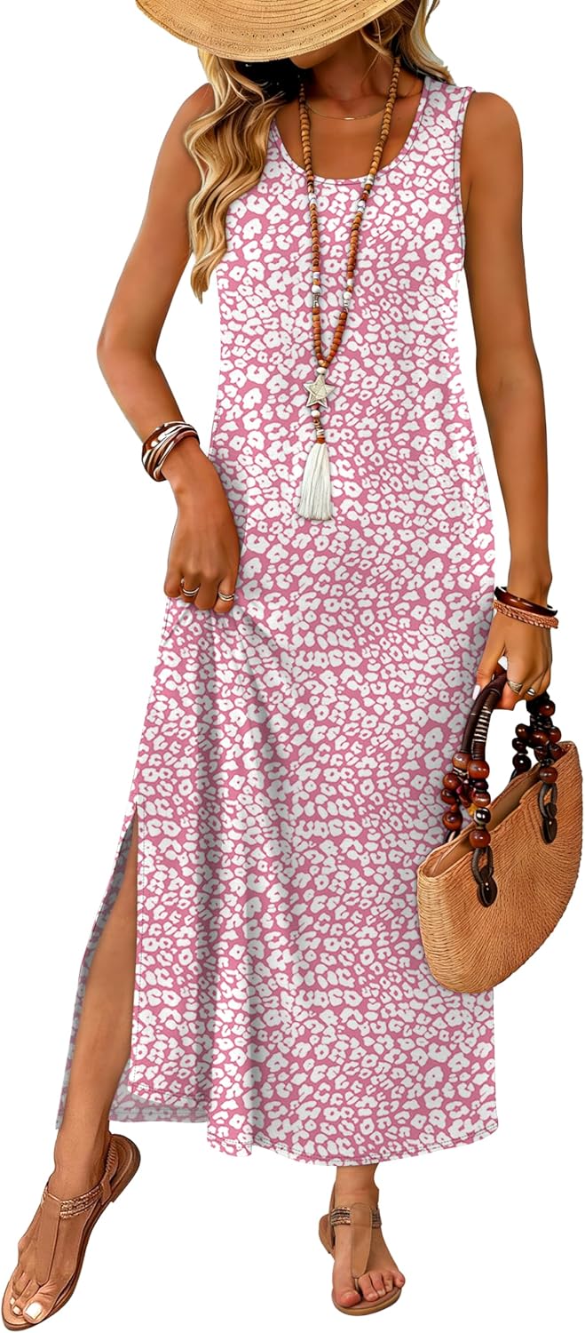 WIHOLL Maxi Dress Summer Dresses 2026 Beach Vacation Clothes Sleeveless Sundresses with Pockets Boho S-3XL - Image 2