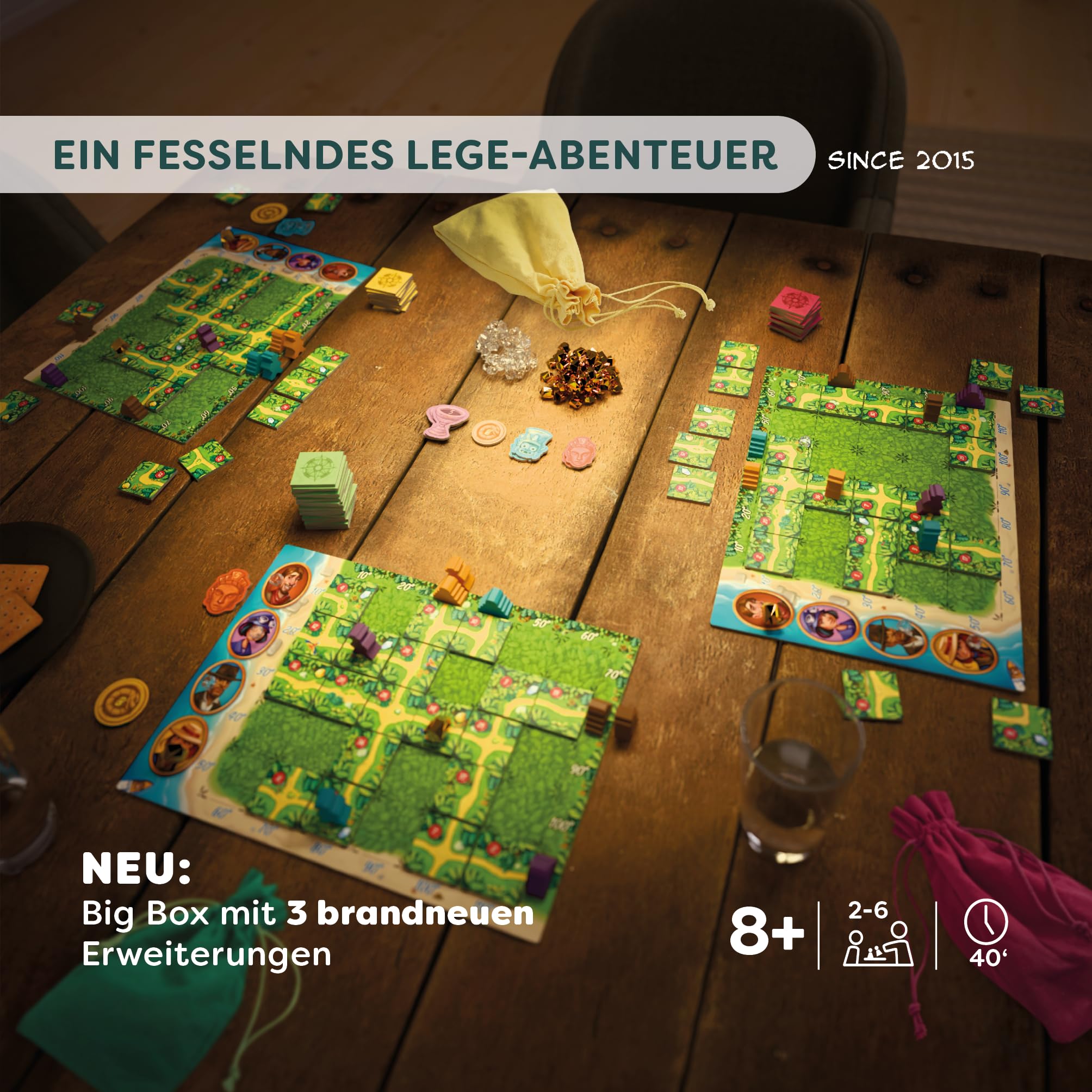 HABA Karuba – Abenteuer-Brettspiel für 2–4 Spieler ab 8 Jahren – Fesselndes Lege- und Strategiespiel im Dschungel mit Tempeln und Schätzen – 2012208001