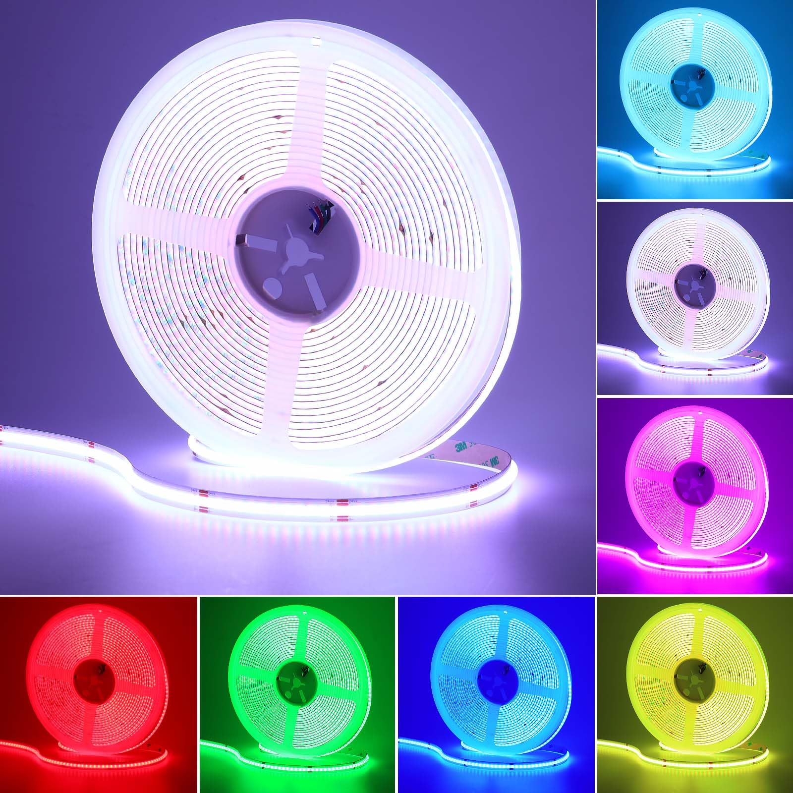 GOMING Rutyna Taśma LED COB RGB 24V 10M 576LED/M 14W/M Wysoka Jasność Jednolite Światło IP20 Nie Wodoodporny Elastyczny Pasek LED dla DIY Dekoracja Domu(Zasilacz i Kontroler nie są Dołączone)