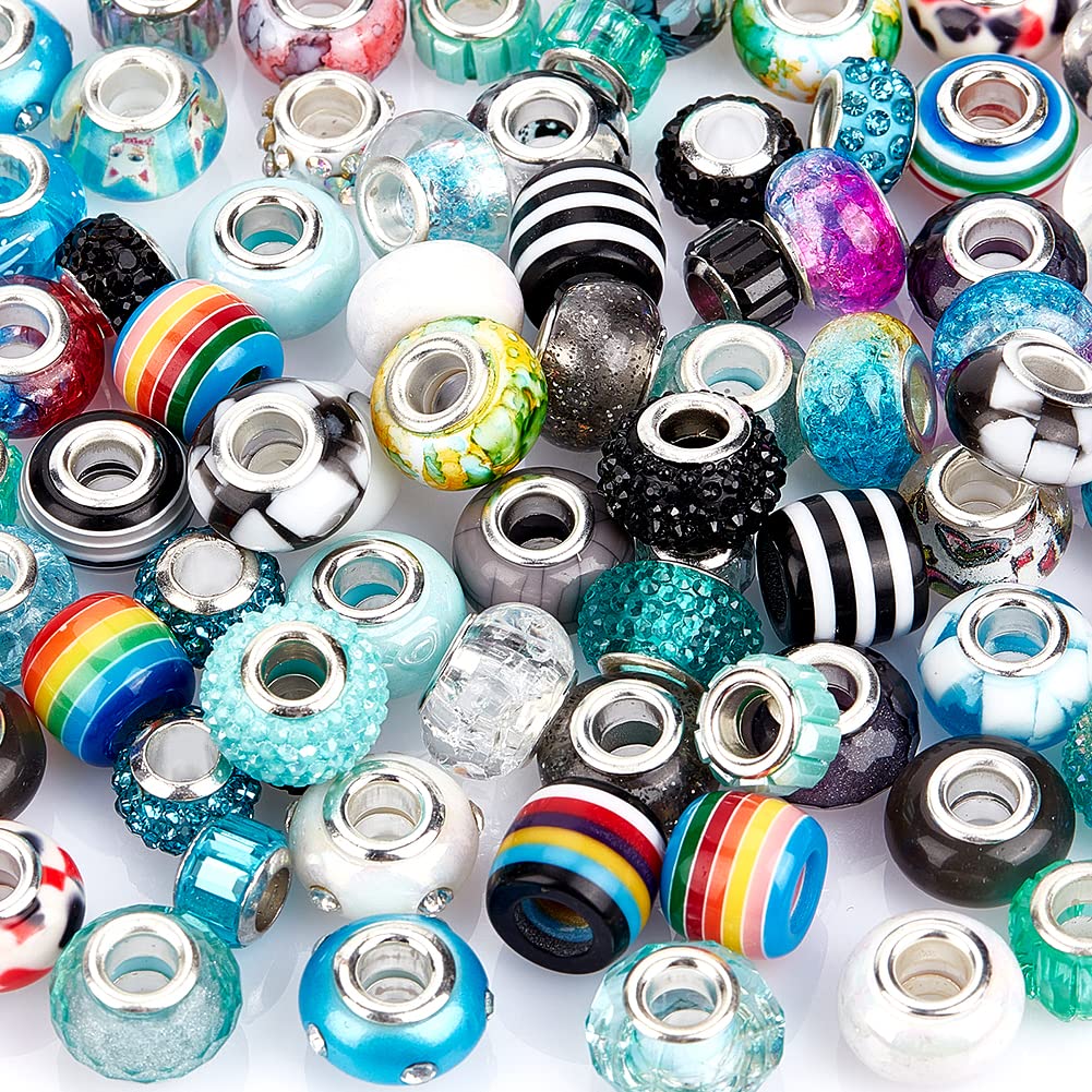 108 Perline Europee NBEADS 2 Colori – 5 Mm, Foro Grande, In Acrilico E Strass, Per Bracciali Fai Da Te - 4