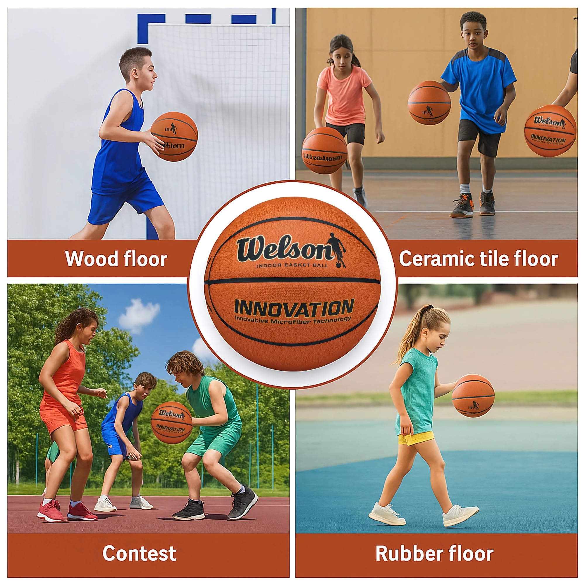 Basketball Size 7 (29.5") – Indoor Outdoor Basketball for Adults & Girls | Official Game Ball with Hush Handle Grip