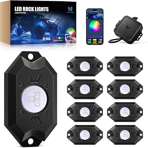 Kit de luces LED de neón Mictuning multicolores con modo de música, función de temporización, luces de rock LED y RGB con controlador de Bluetooth