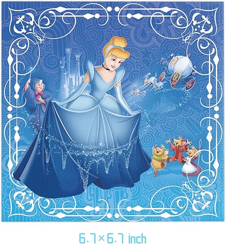 Miniatura 4 de El paquete de 41 suministros de fiesta de Cenicienta incluye platos de 7 pulgadas, 10 unidades y 9 pulgadas, 10 platos y 20 servilletas para