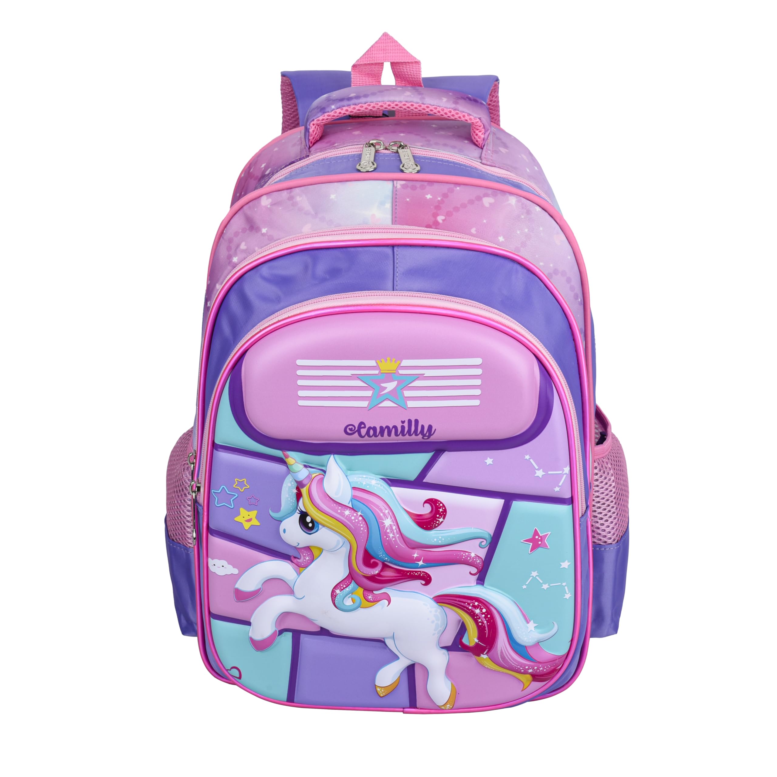 NIYX Aria Purple Kids BackPack | Side Bottle Pockets, Multi Compartment, 24 Litre Shoulder School Bagpack | School Backpack For Kids, Girls