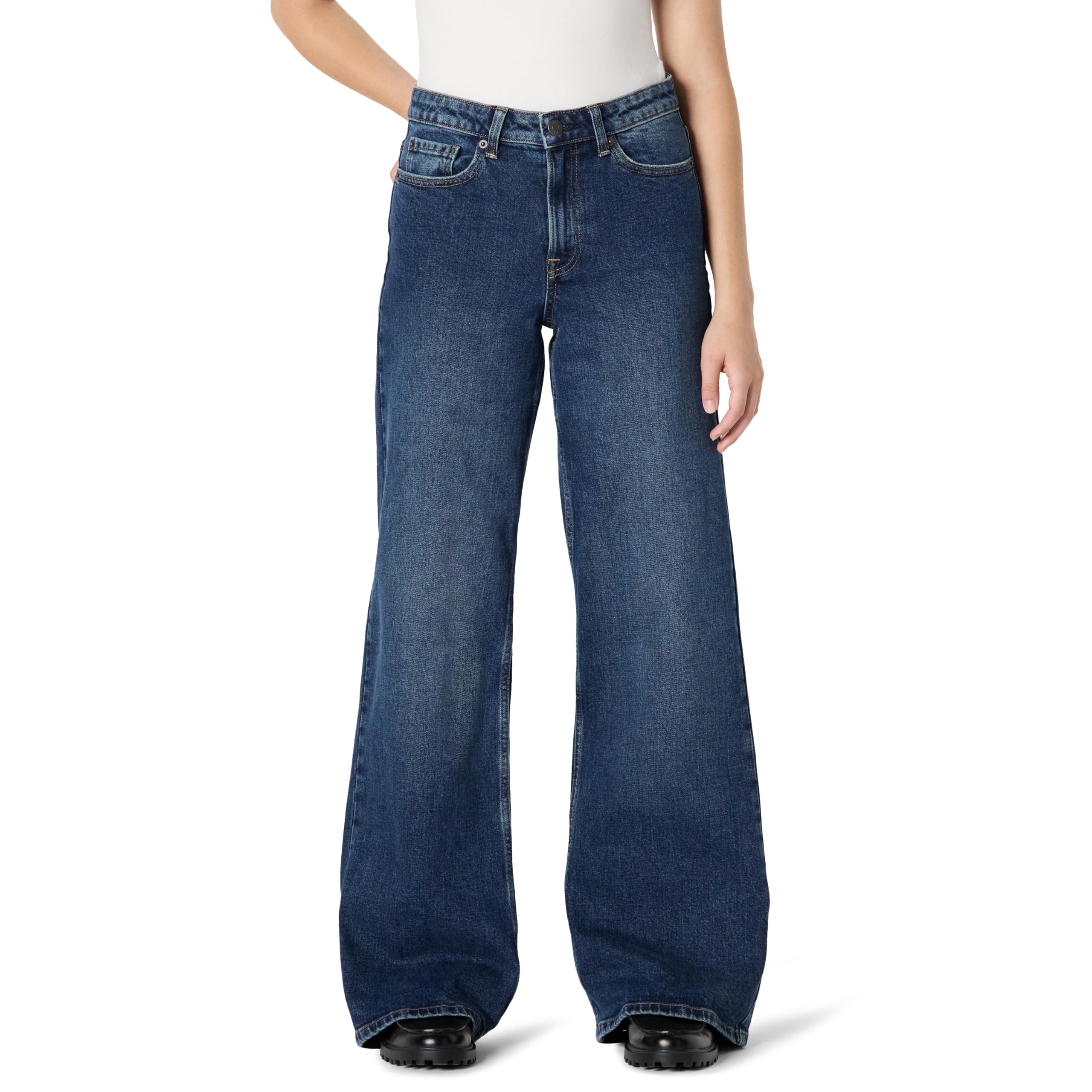 Amazon Essentials Vaqueros Tobilleros de Talle Alto y Pernera Ancha Mujer