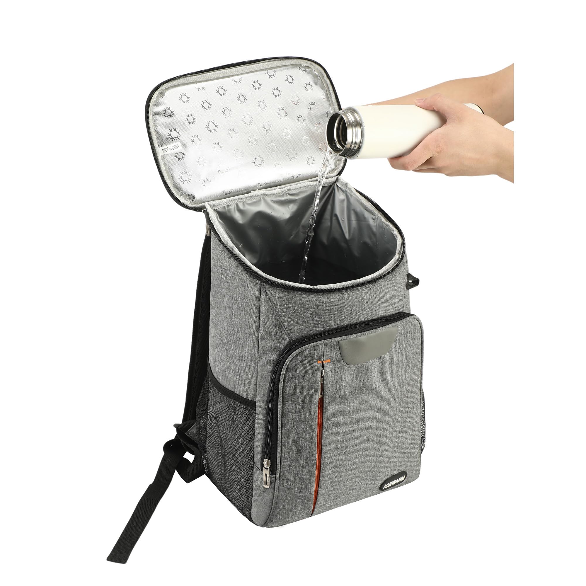 Zaino Frigo 25L Termico Borsa Frigo Porta Pranzo con Lati Morbidi Grigio