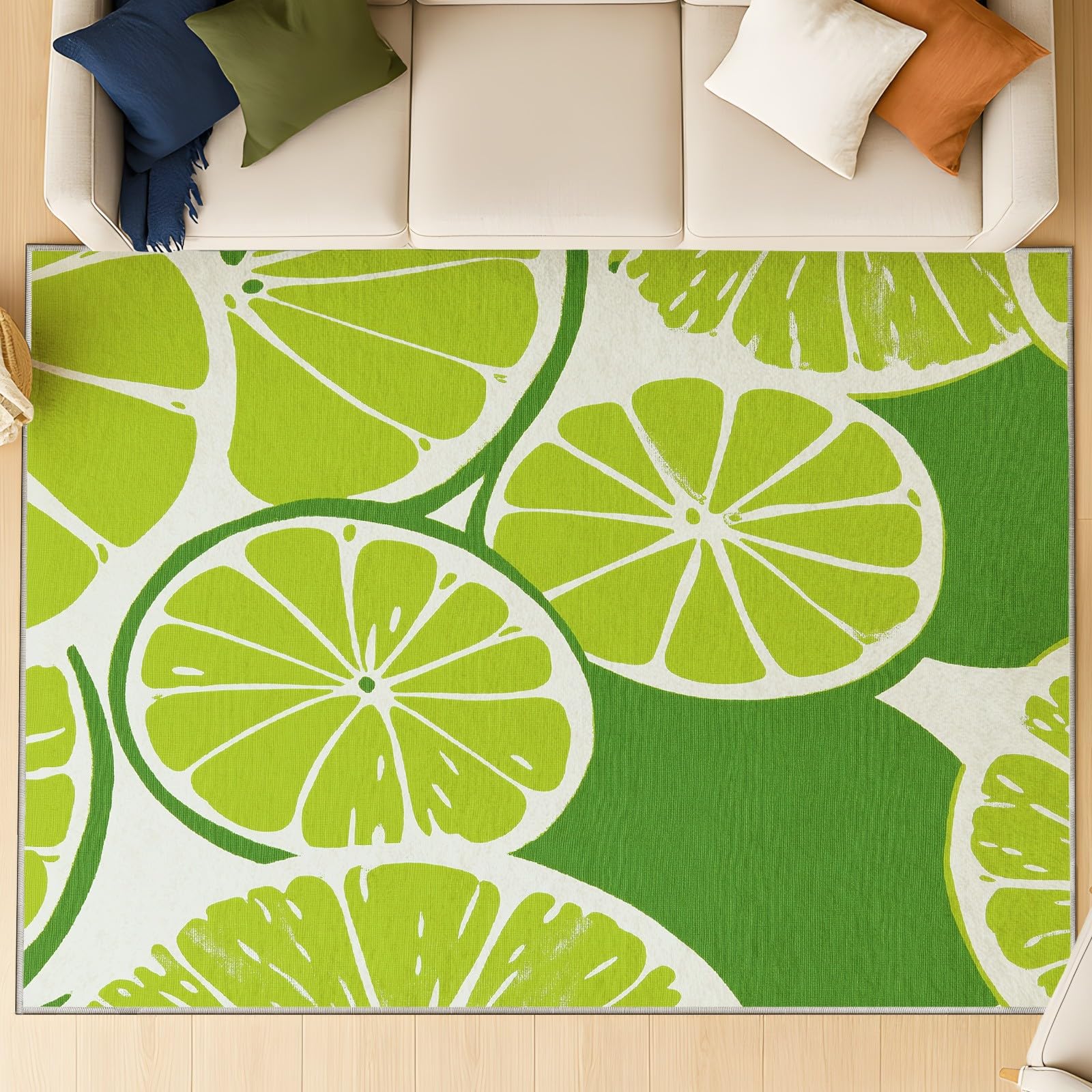 Letnie dywaniki do wnętrz, 120 x 180 cm, do kuchni, świeżego dywanu, plasterki limonki, przytulne dywany z niskim runem, odporne na szopy, łatwe czyszczenie, na sofę, do salonu, drzwi