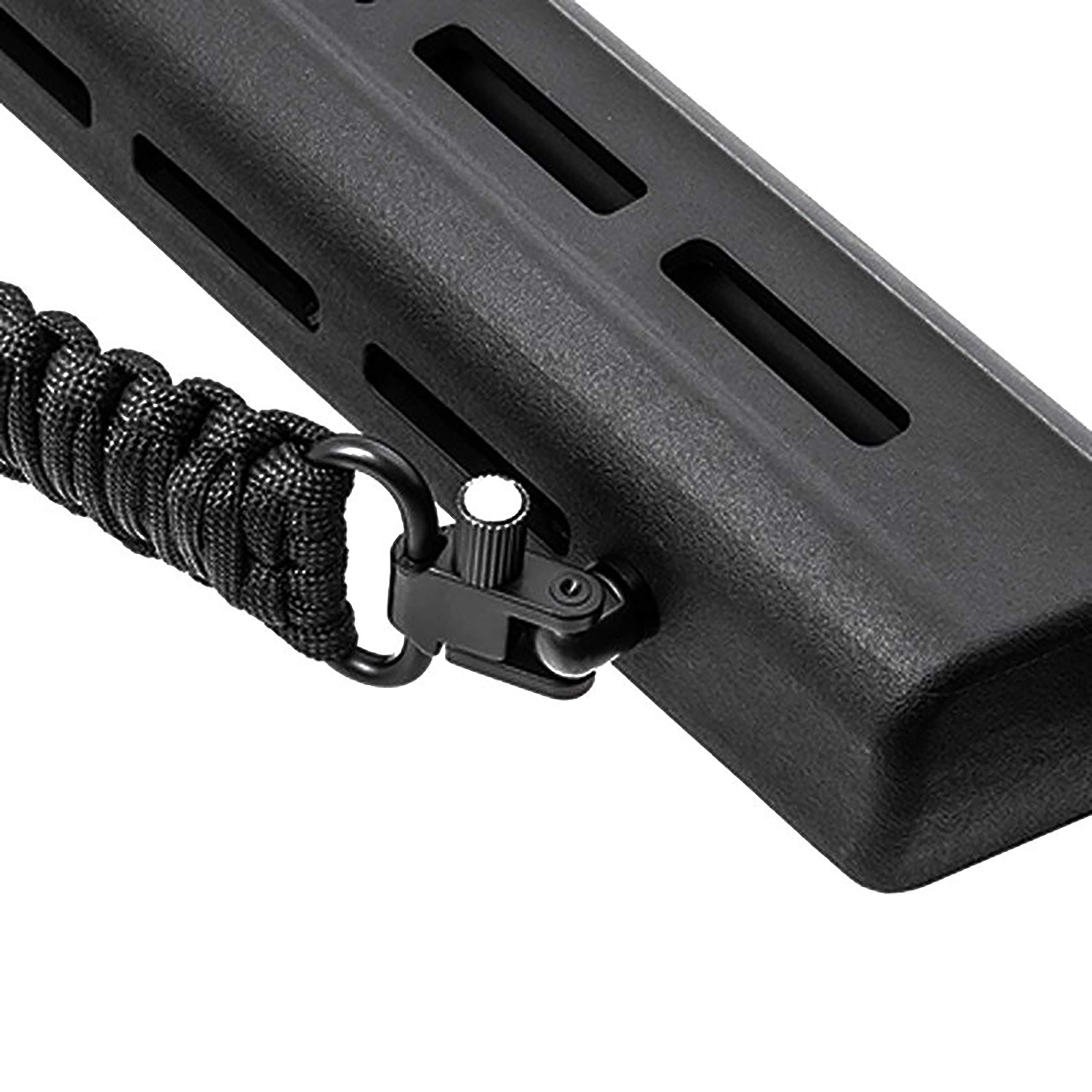 Correa Ajustable Negra + Riel Enganche para Airsoft y Rifle Pack 2 Táctica Point Sling 2 Puntos Multiusos Armas Cuerda Paintball Cinta de Sujeción Paracord Deportes Aire Libre