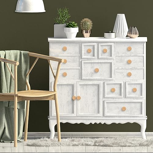 Miniatura 6 de ETIUC 12 pomos de ratán para cajones, pomos bohemios de madera hechos a mano, perillas de madera para cajones, herrajes de mimbre tejido bohemio