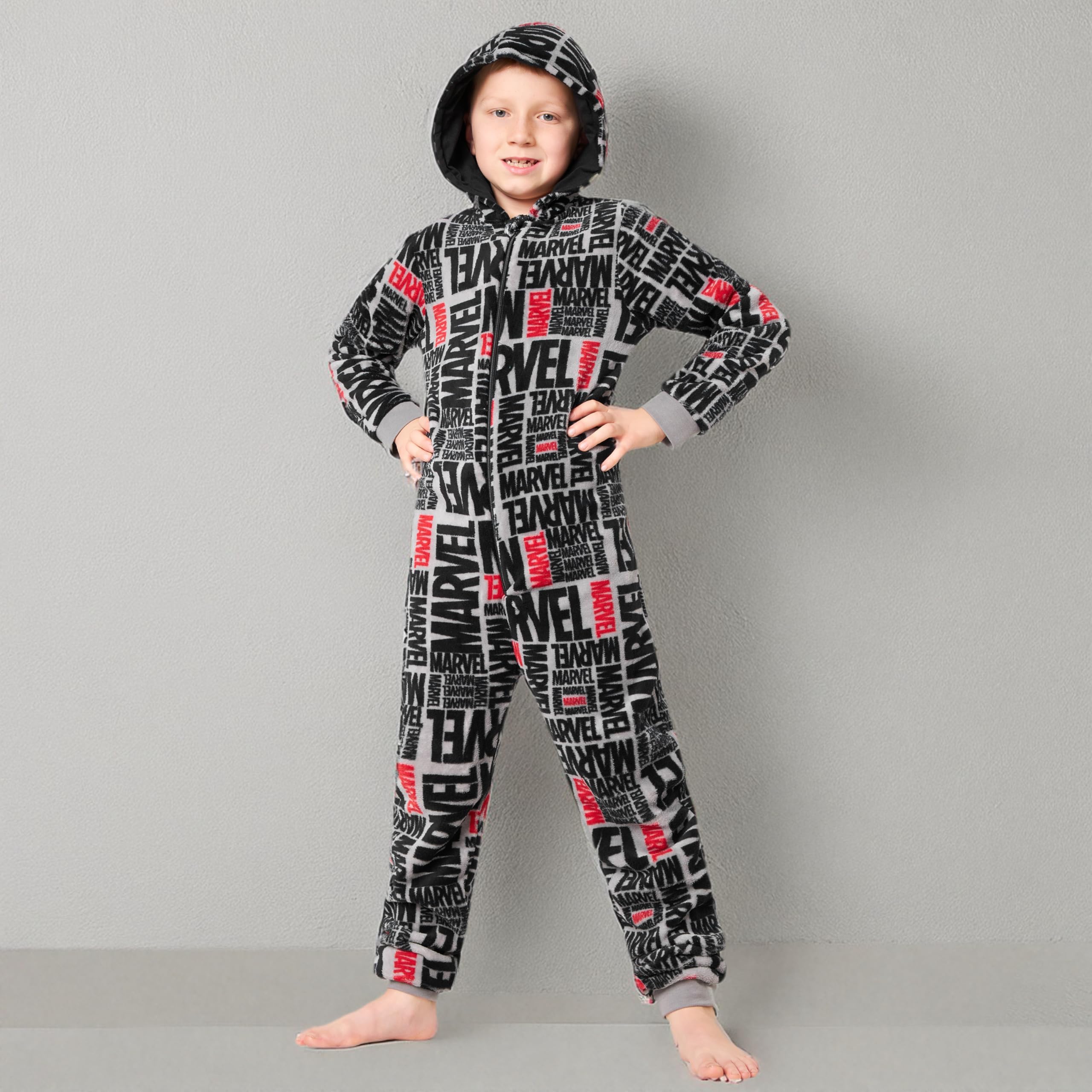 Marvel Combinaison Pyjama Enfant Garcon Surpyjama Grenouillère Garcon en Polaire Onesie Enfant Ado 9-15 Ans Avengers