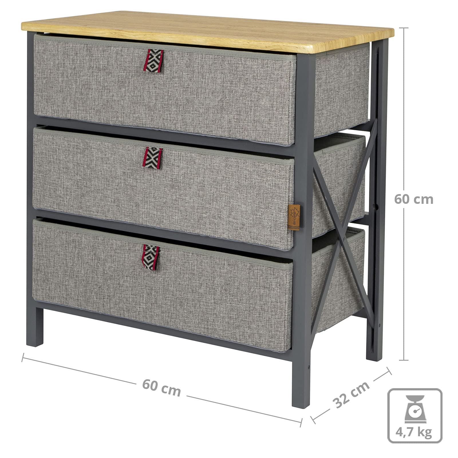 Bo-Camp - Urban Outdoor - Schrank - Northwood - Breit - 3 Schubladen