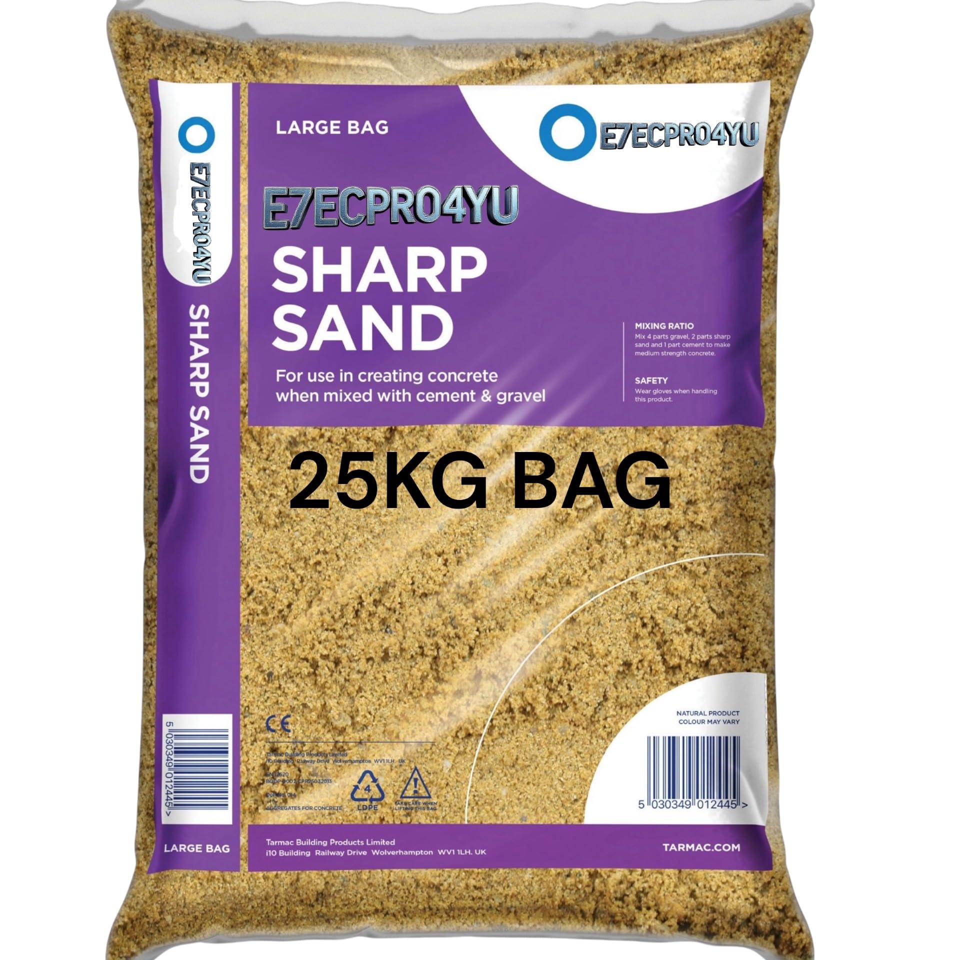 Sharp Sand, Construction and Landscaping, 25KG Major Bag, Natural Product, Suitable For Screeding And Rendering For Laying Slab And Block Work (1 BAG 25KG)