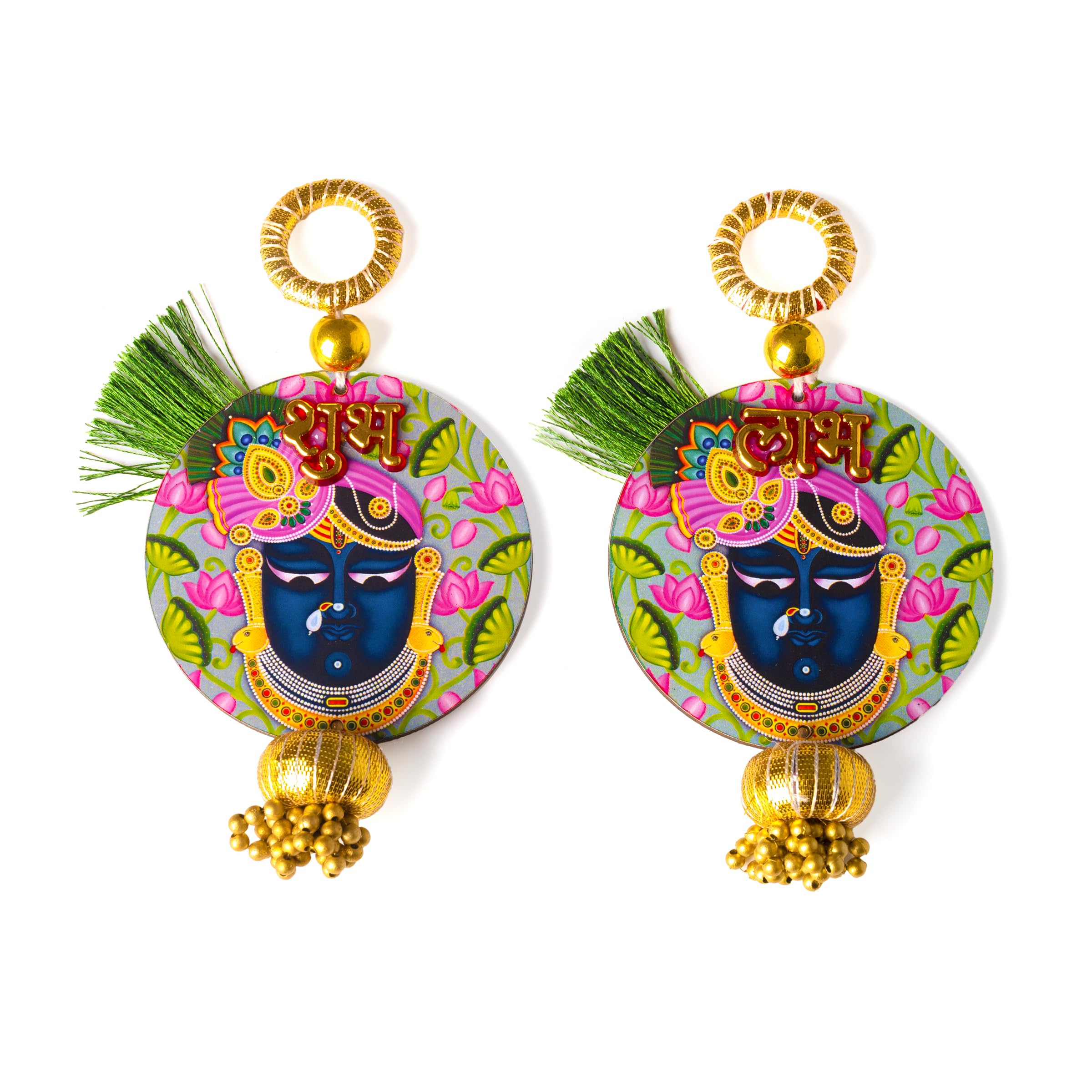 Shubh Labh Wall Main Door Hanging for Religious Ritual Festival Diwali Pooja Poojan Home Temple Office Décor Decoration and Gifting Size-5.5" (Shreenath Ji)