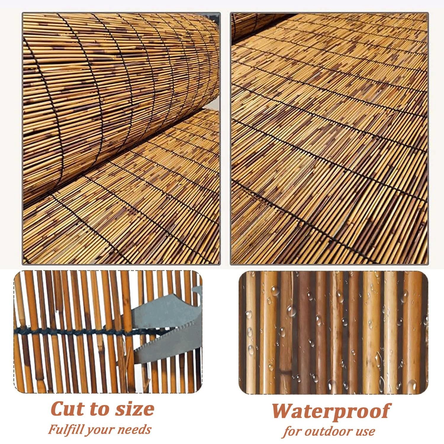 Rotoli decorativi in bambù per balconi e terrazze, recinzione da giardino (1,5 m x 6,1 m), protezione durevole della privacy per giardini e patii