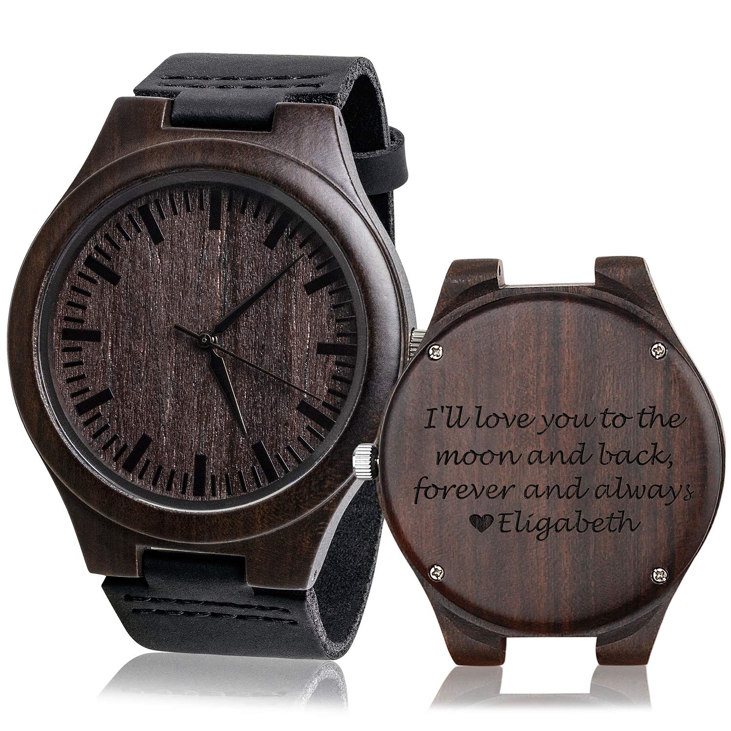 KOSTING Personalized Customized Wooden Watch for Men Engraved Watch Personalized Gifts for Boyfriend Gifts Anniversary for Men
