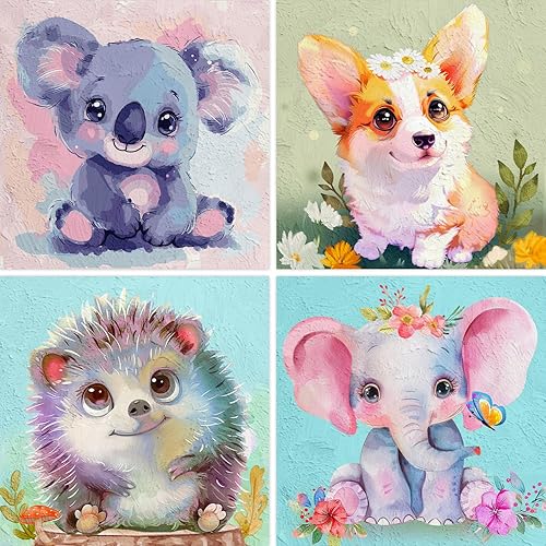 Miniatura 19 de QEUOYSS 4 pinturas por números para niños de 8 a 12 años, juego de pintura DIY para niñas, niños, adultos, manualidades principiantes para niñas