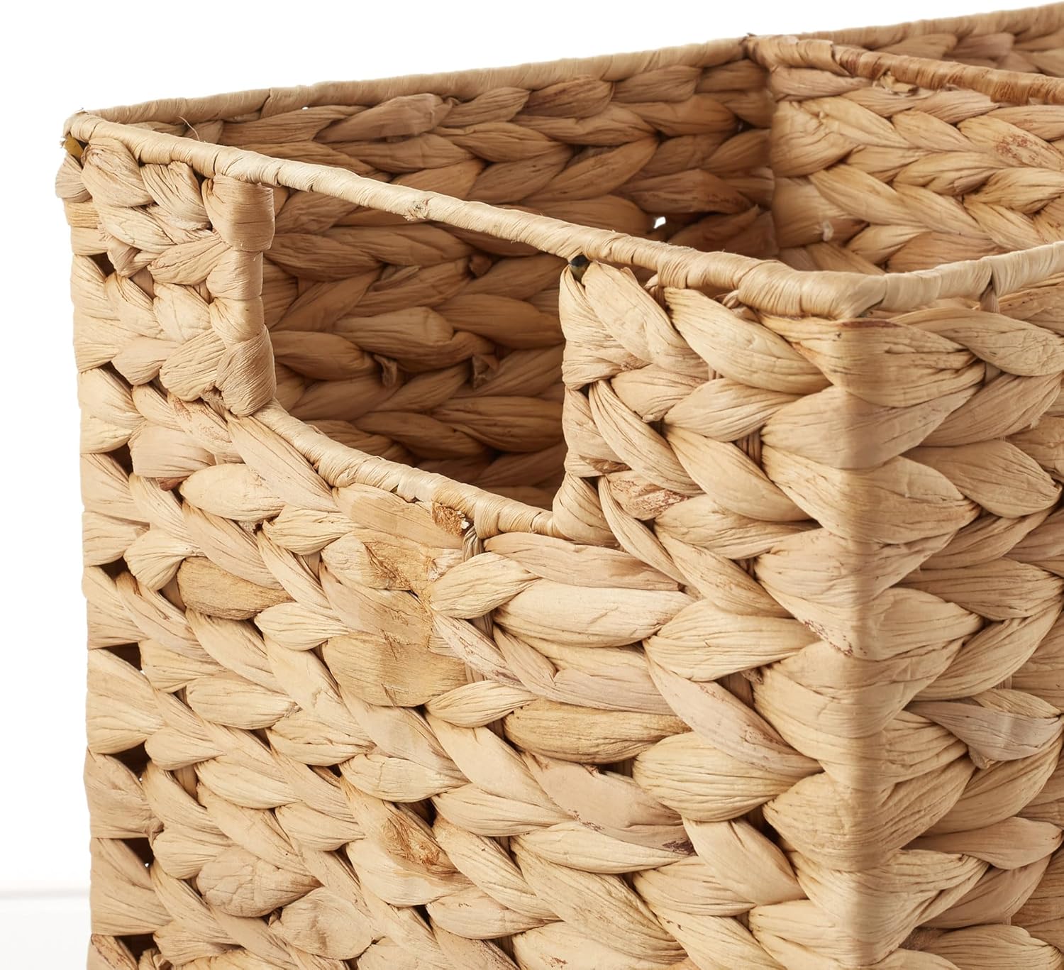 Casafield Stair Step Basket with Handles, Natural - Woven Water Hyacinth Staircase Basket Storage Bin Organizer