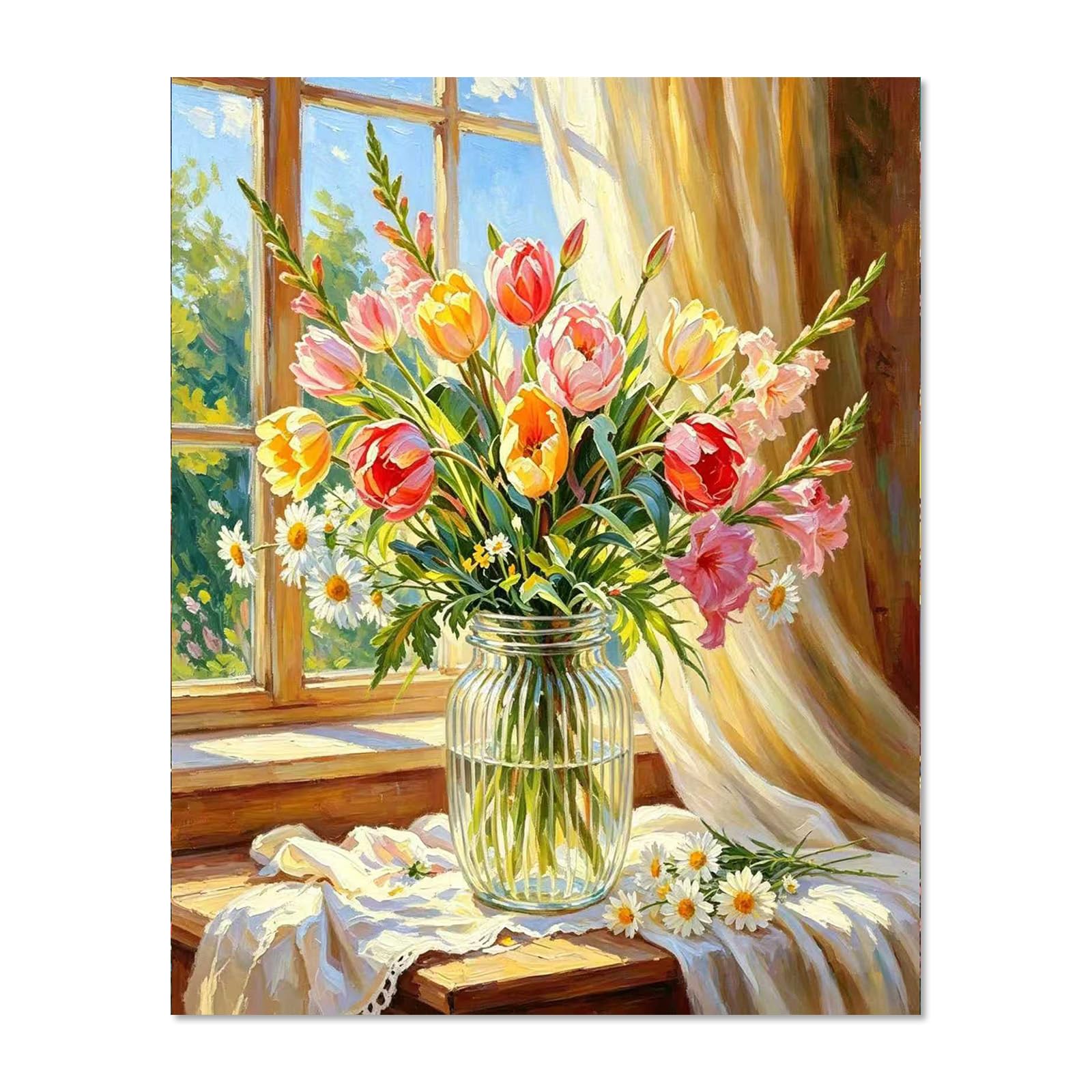 JIDUOLANFA Flowers Paint by Numbers for Adults, Flower Painting by Numbers — image 1