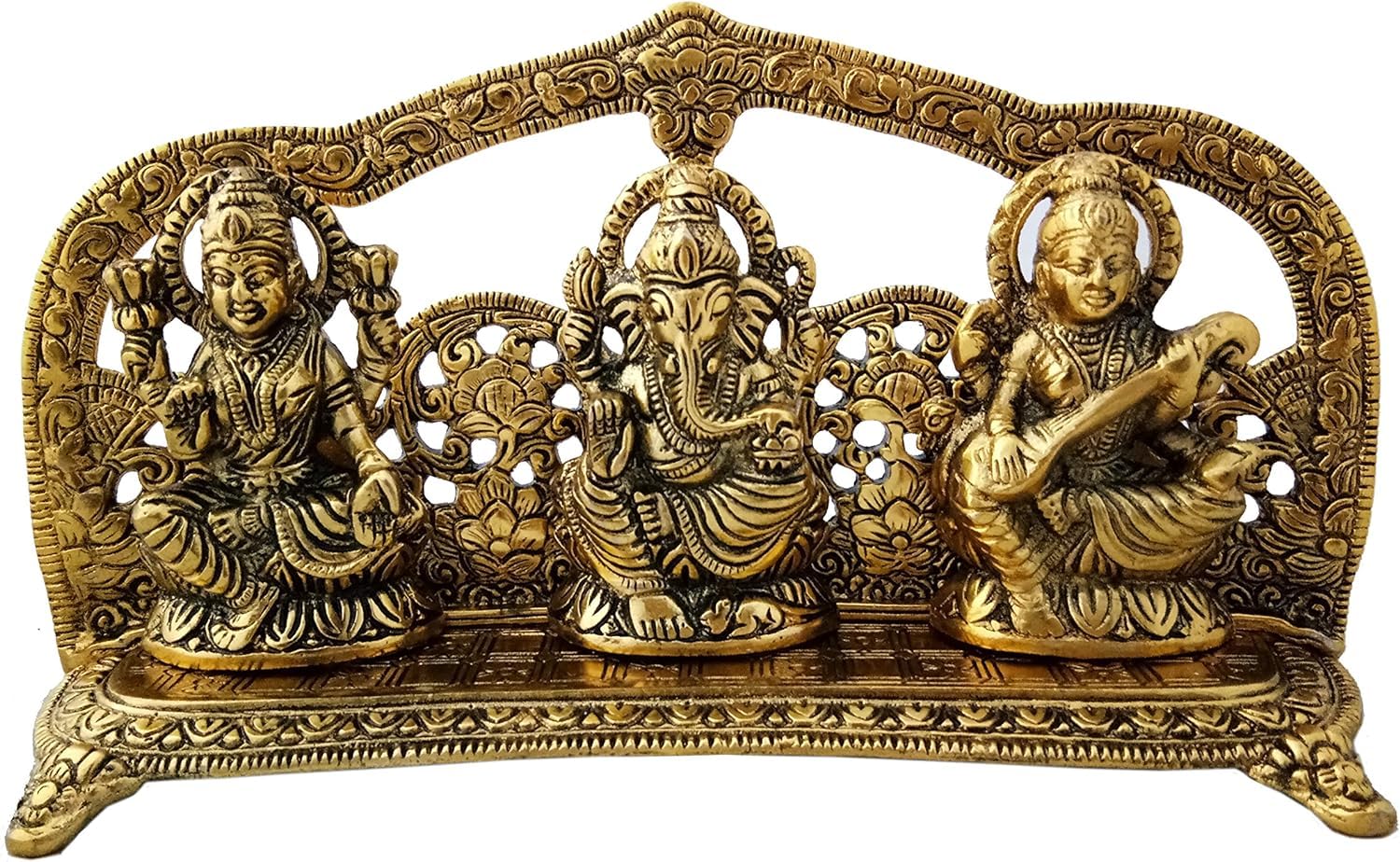 GOOCHIE Metal Laxmi Ganesh Saraswati Handcrafted Showpiece For Home Decor Gift Item