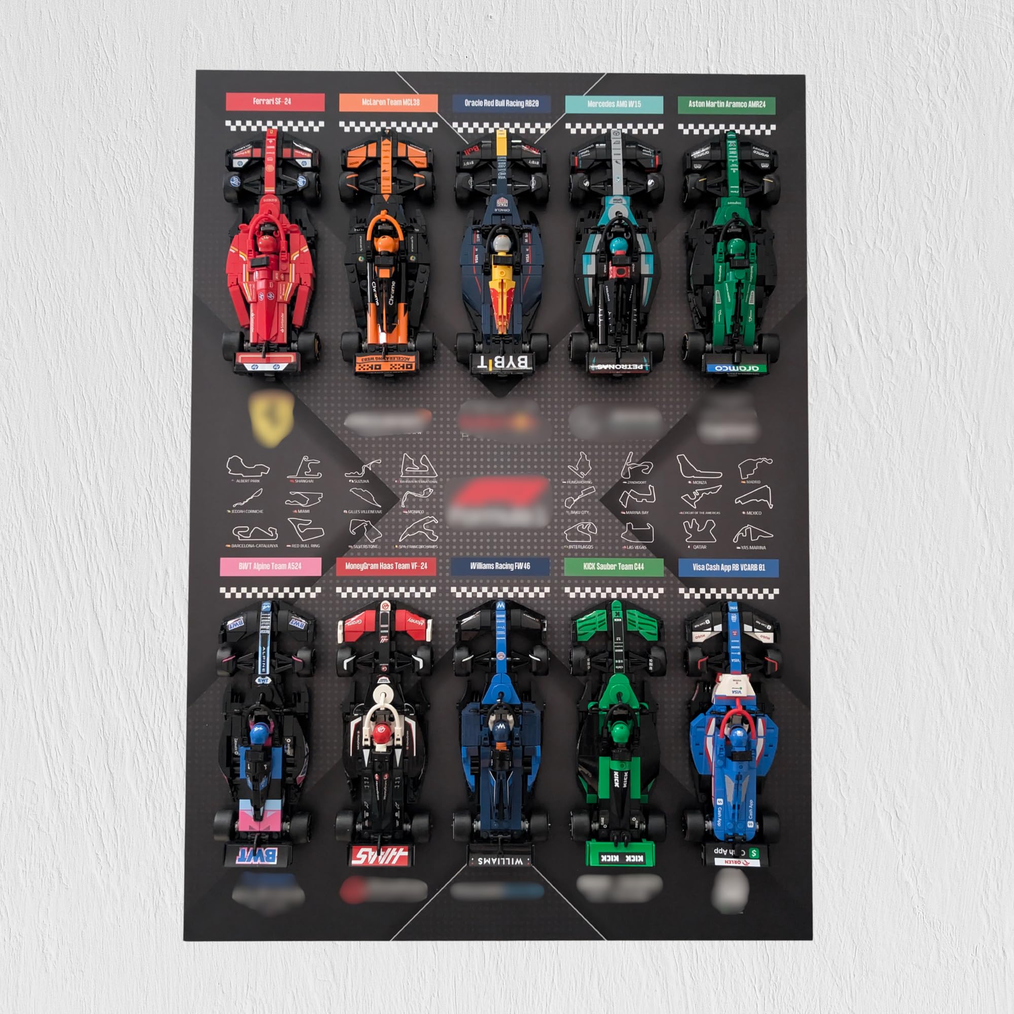 Display da incorniciare, 50 x 70 cm, per collezione LEGO F1 Speed Champions, supporto Forex 3 mm, decorazione da parete per collezionisti