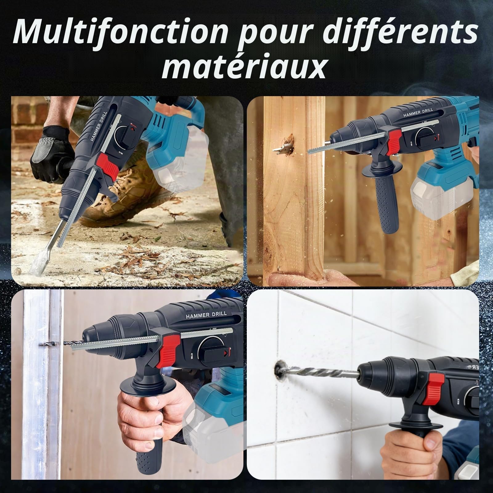 2,6 J Perforateur sans fil Compatible avec Makita 18V, Marteau Perforateur 1300W sans Balais, Perforateur Burineur avec Poignée Antichoc pour le Béton/Maçonnerie/Bois (Batterie non Incluse)
