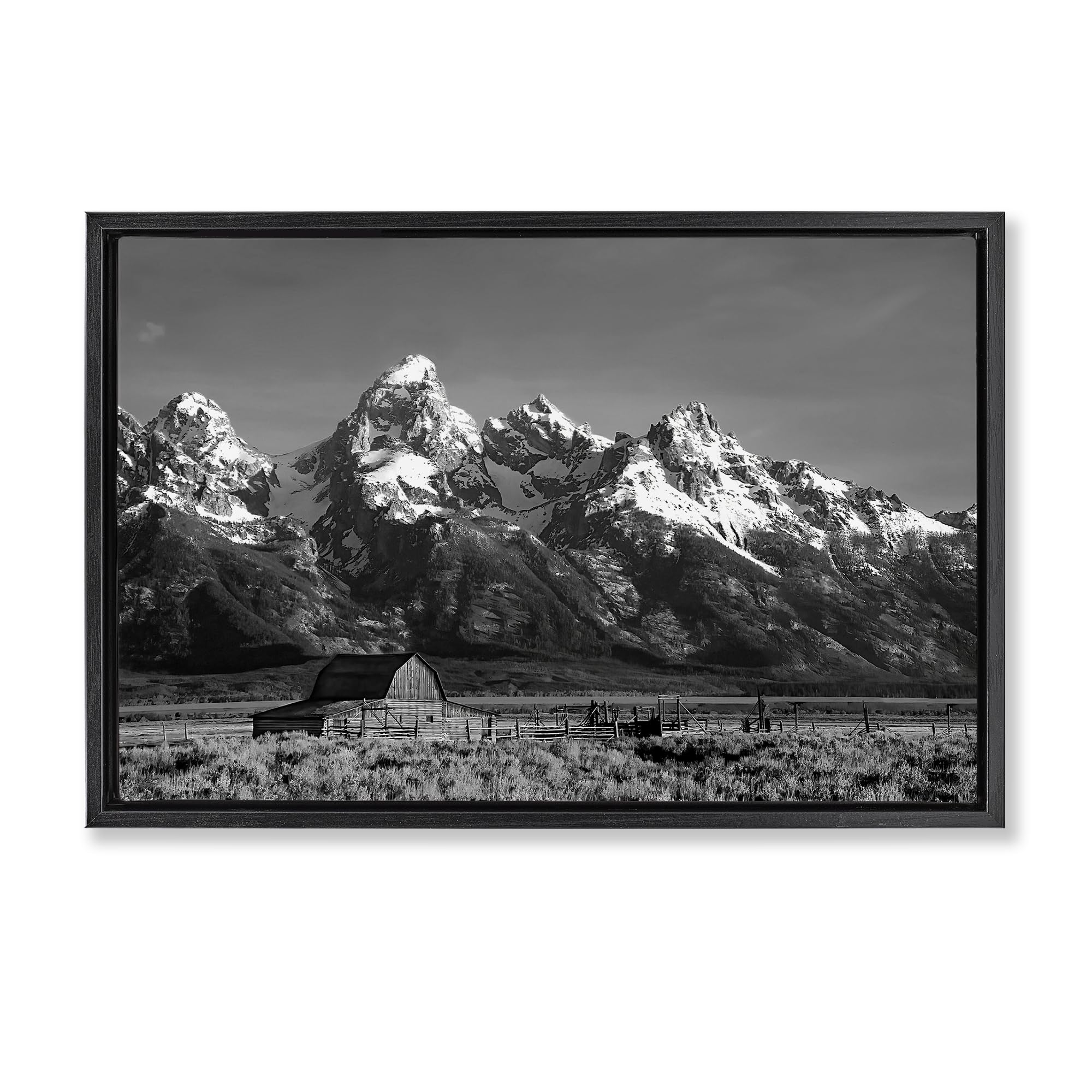 Stupell Industries 'John Moulton Barn Landscape', Floating Frame Canvas Art, Black, 31 x 21 Inches, Easy to Hang and Sturdy, Made in USA, by Steve Toole