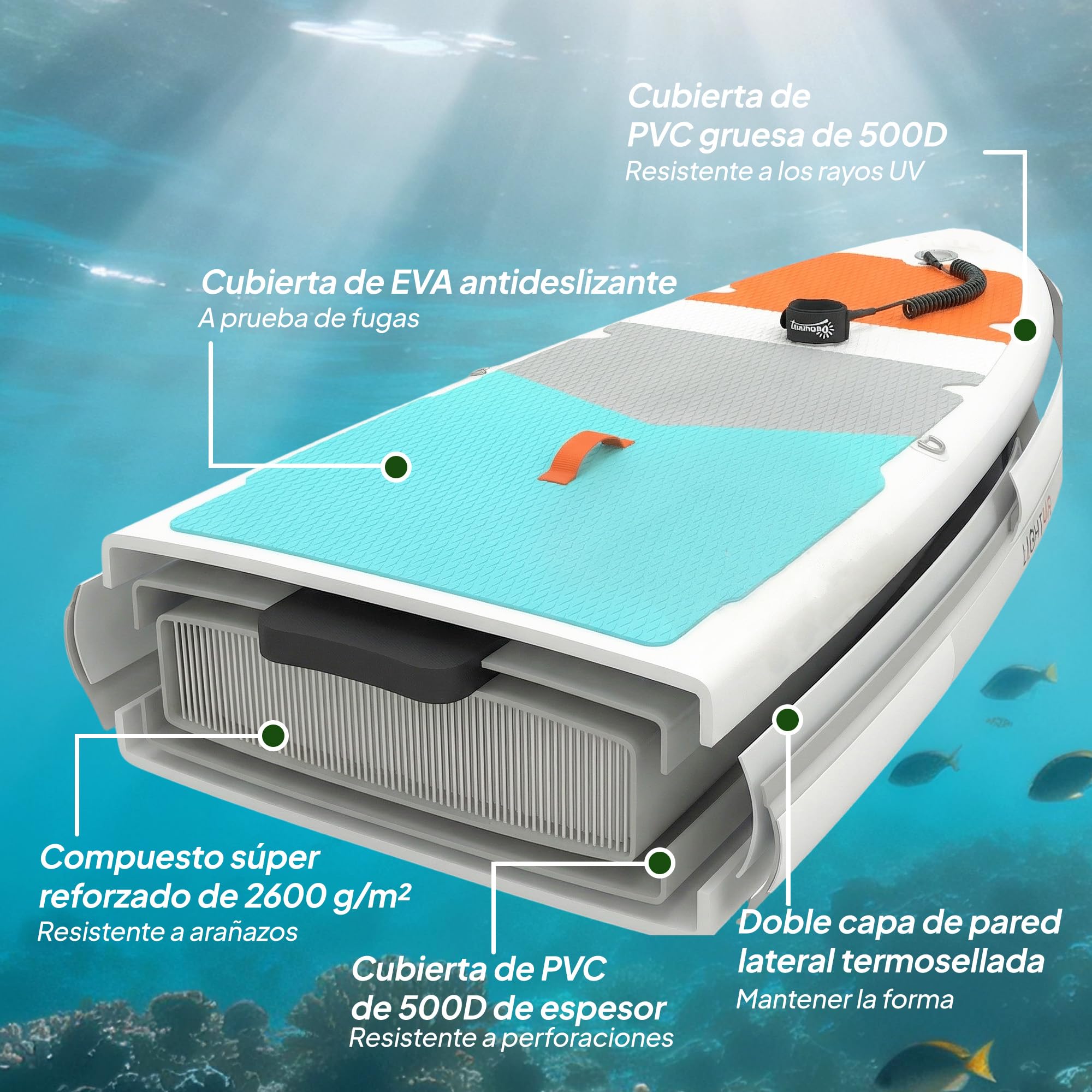 Outsunny Tabla Paddle Surf Hinchable con Accesorios 335 cm, Remo Convertible, Asiento, Aletas, Stand Up Paddle Board con Superficie EVA Antideslizante, Bomba, Mochila, Funda, Carga 180 kg para Adultos