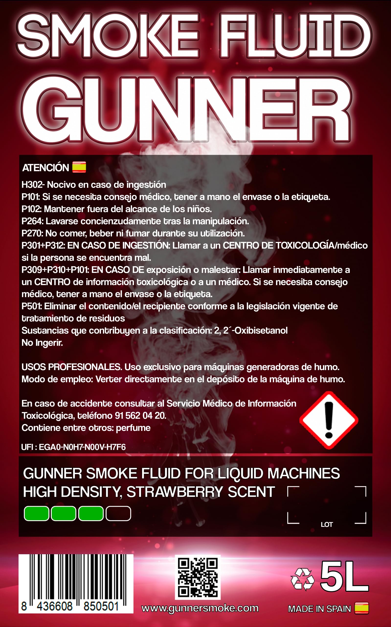 Liquido Universale per Macchina del Fumo da 5 litri con Aroma di Fragola e Alta Densità.