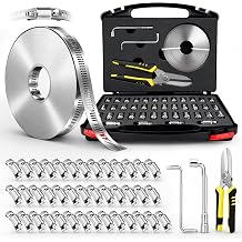 65.62FT Hose Clamps, Stainless Steel DIY Metal Strap with 40 Fasteners