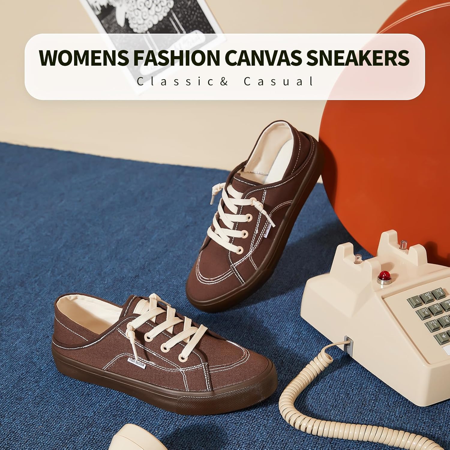 hash bubbie Women's Slip on Shoes Canvas Non Slip Loafers(Tan.US10) image 4