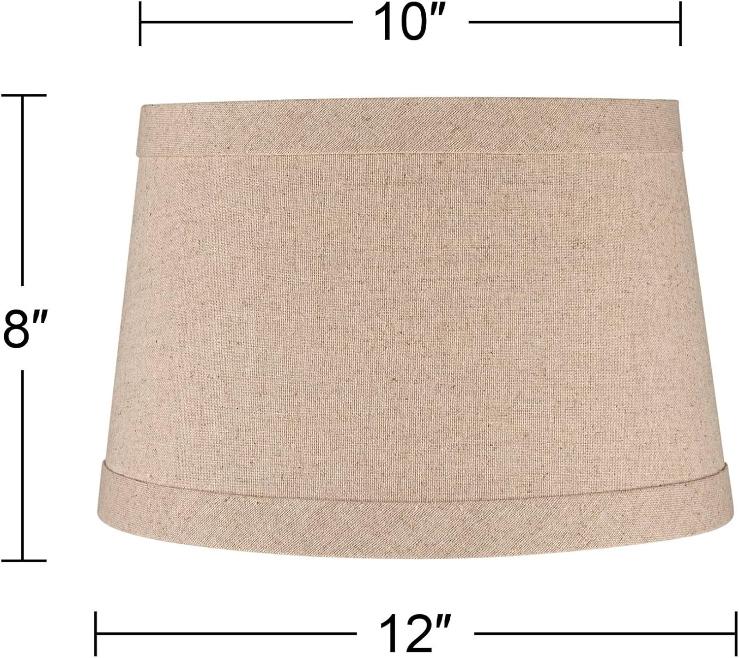 Natural Linen Medium Drum Lamp Shade (Pre-Assembled) 10" Top x 12" Bottom x 8" High (Spider) Replacement with Harp and Finial - Springcrest
