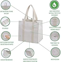 Vista 7 de VENO Paquete de 6 bolsas de compras reutilizables resistentes (paquete de 2 aislantes + 4 unidades con parte inferior dura)